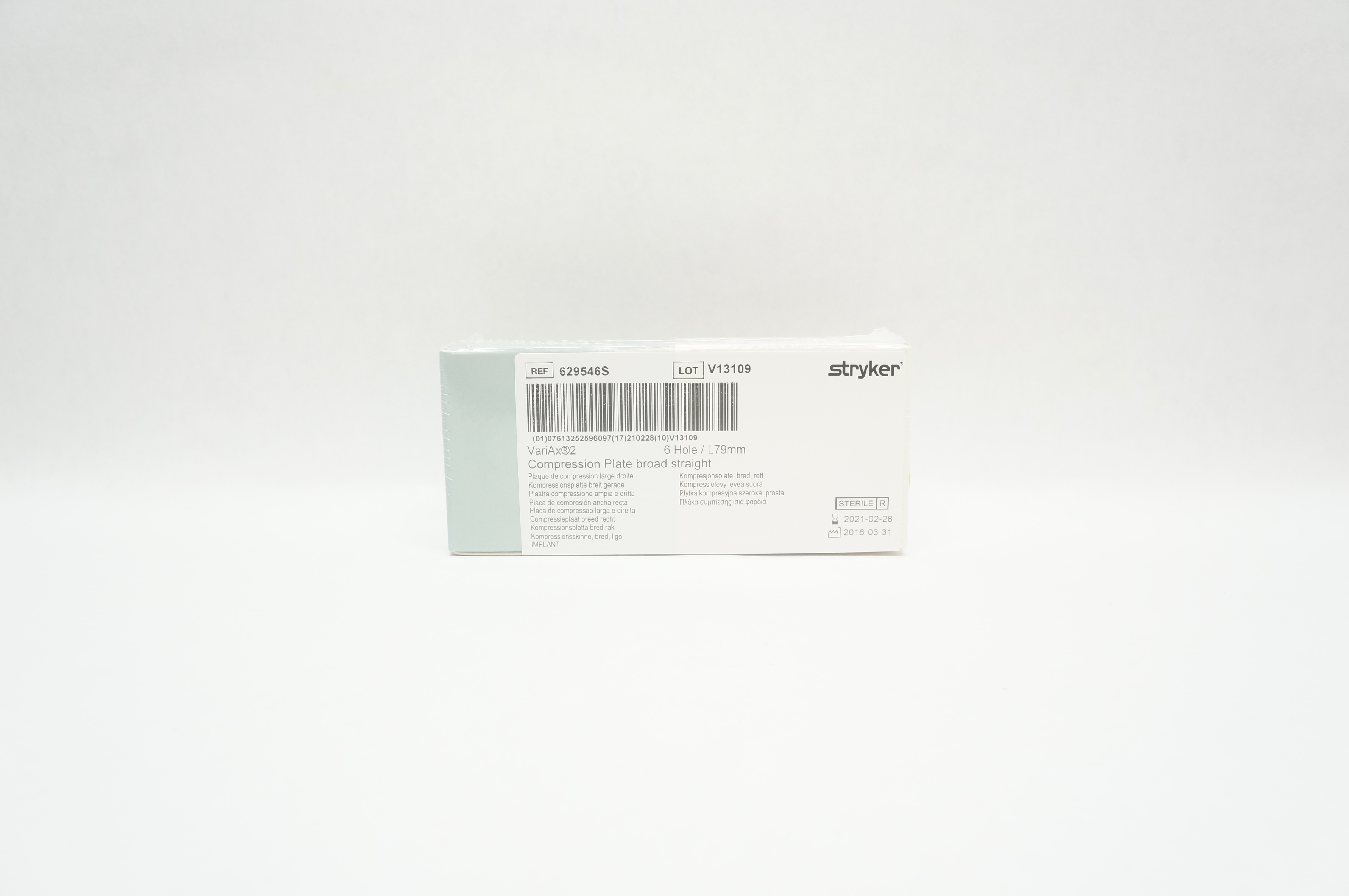 Stryker 629546S VariAx Compression Plate Broad Straight 6Hole/L79mm (x)