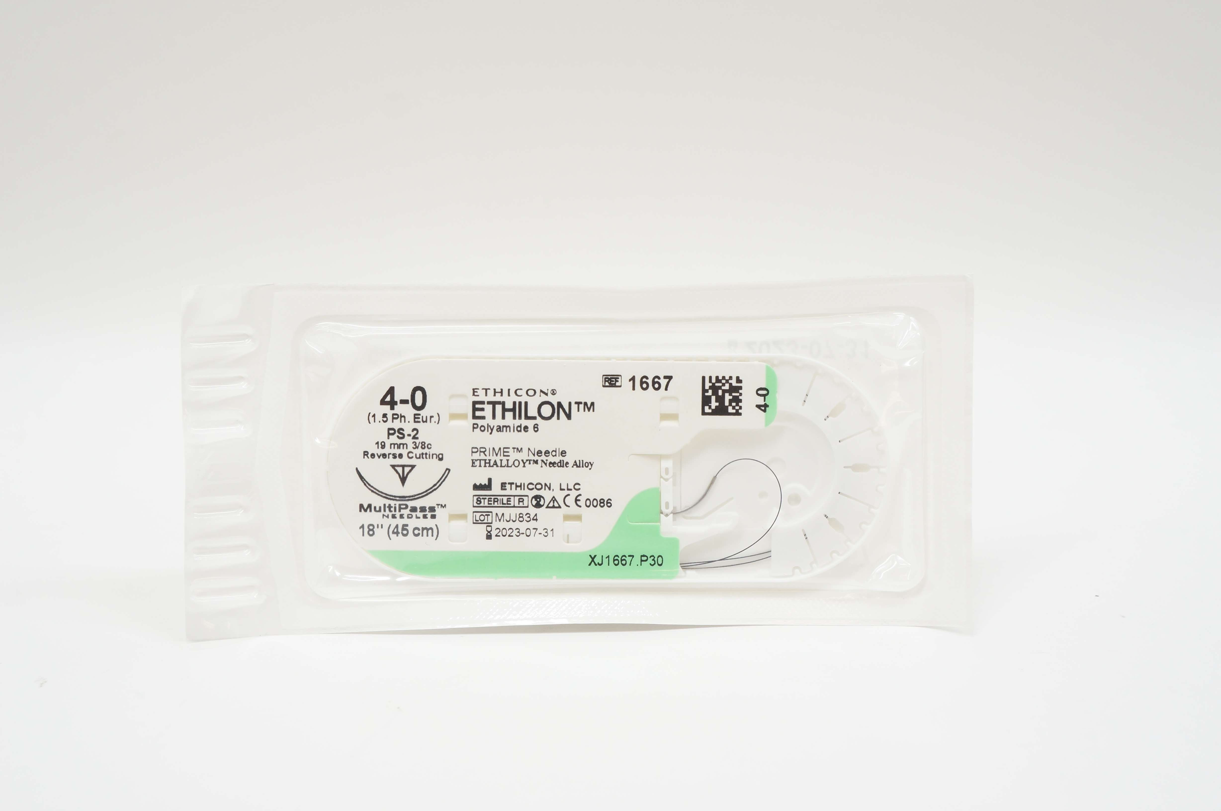 Ethicon 1667 4-0 ETHILON, PS-2, 19mm 3/8c Reverse Cutting, 18inch