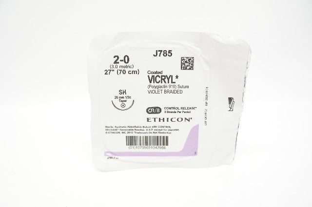 Ethicon J785 2-0 VICRYL, SH, 26mm 1/2c Taper, 27inch