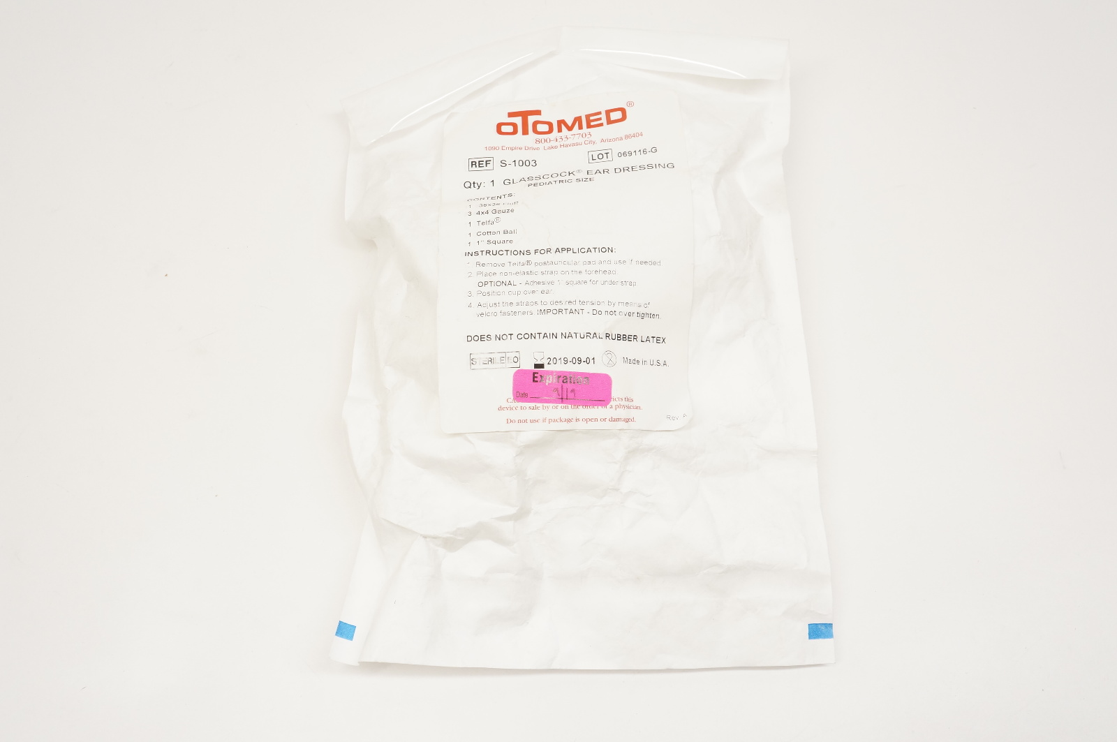 OTOMED S-1003 Glasscock Ear Dressing, Pediatric Size 36x36 (x)