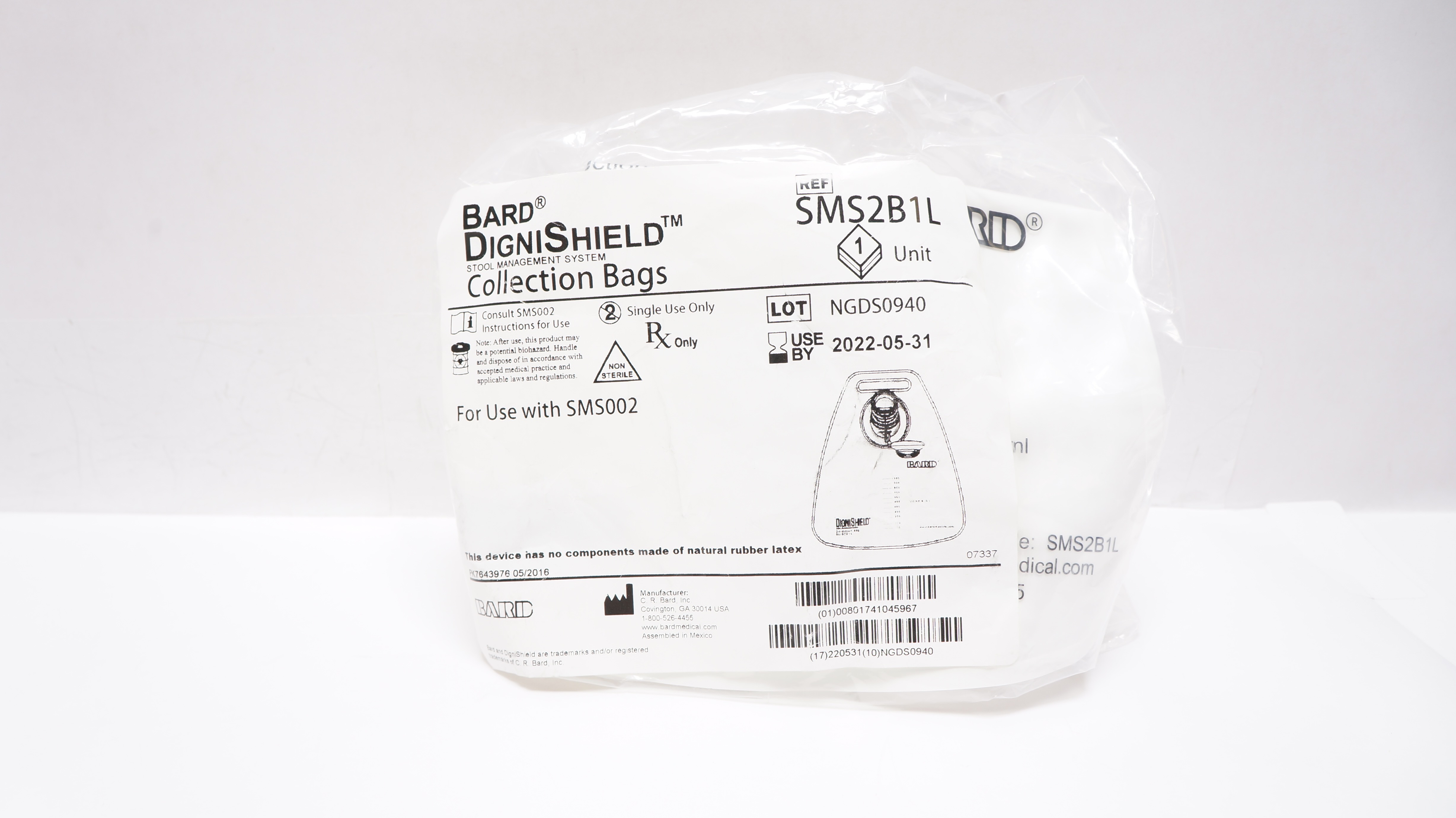Bard SMS2B1L DigniShield Stool Management System Collection Bags (x)