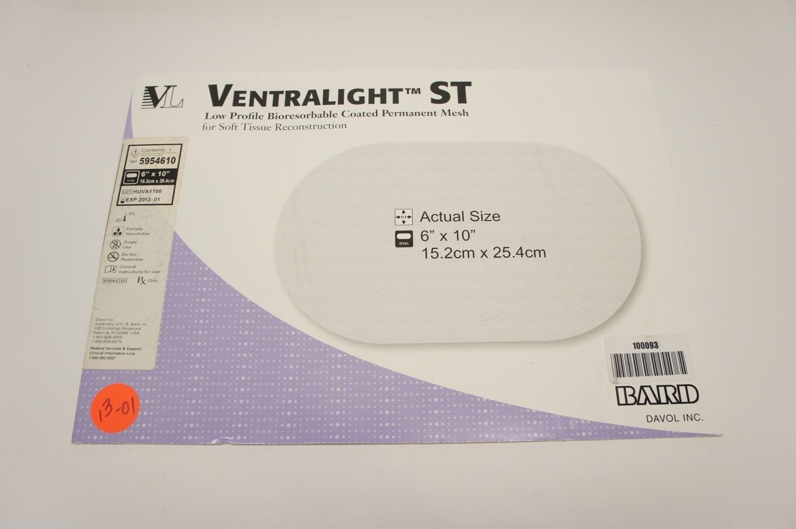 5954610 ~ Bard Low Profile Bioresorbable Coated Permanent Mesh 6in. x 10in. (x)