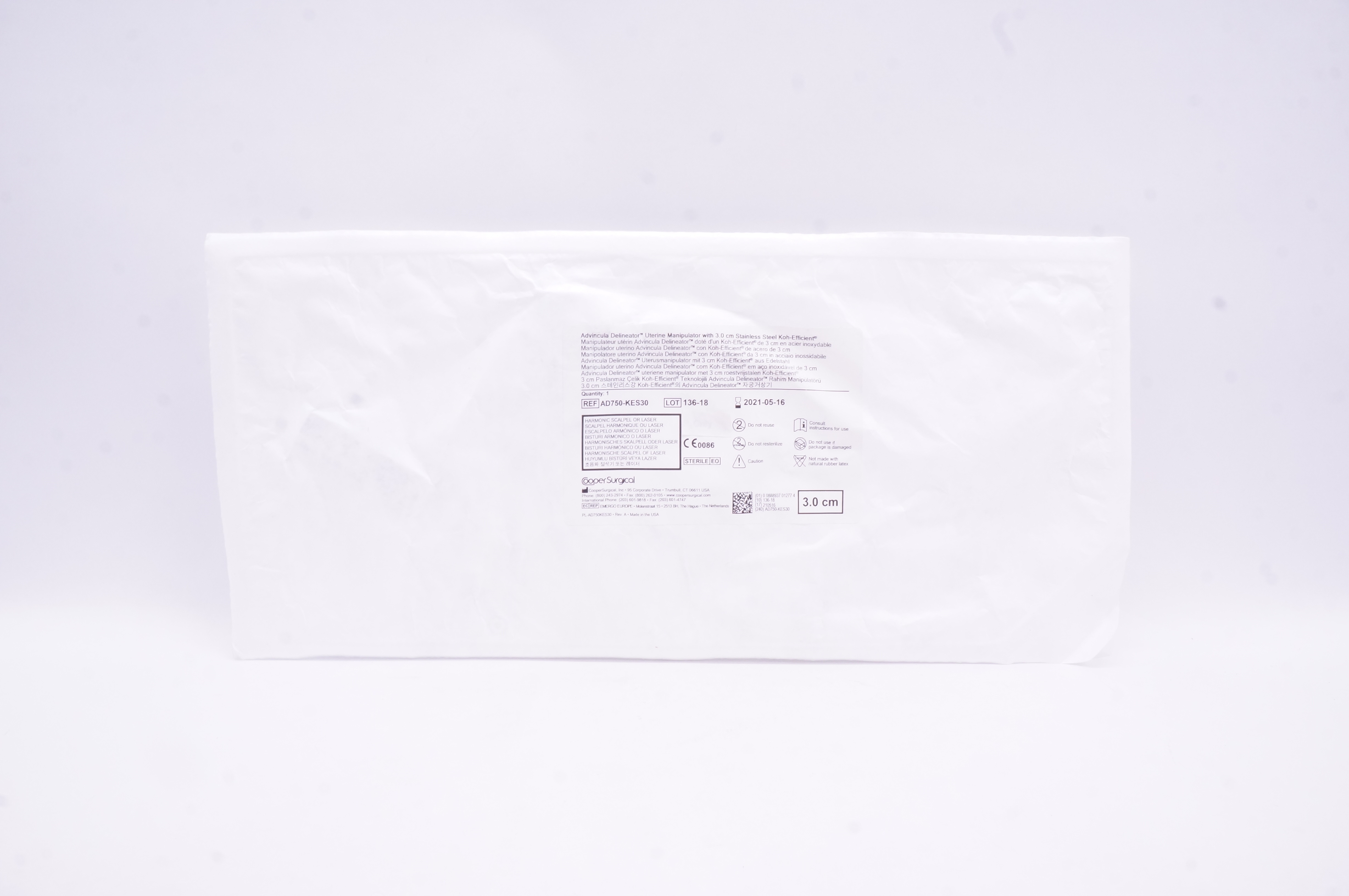 Cooper Surgical AD750-KE30 Advincula Delineator Uterine Manipulator