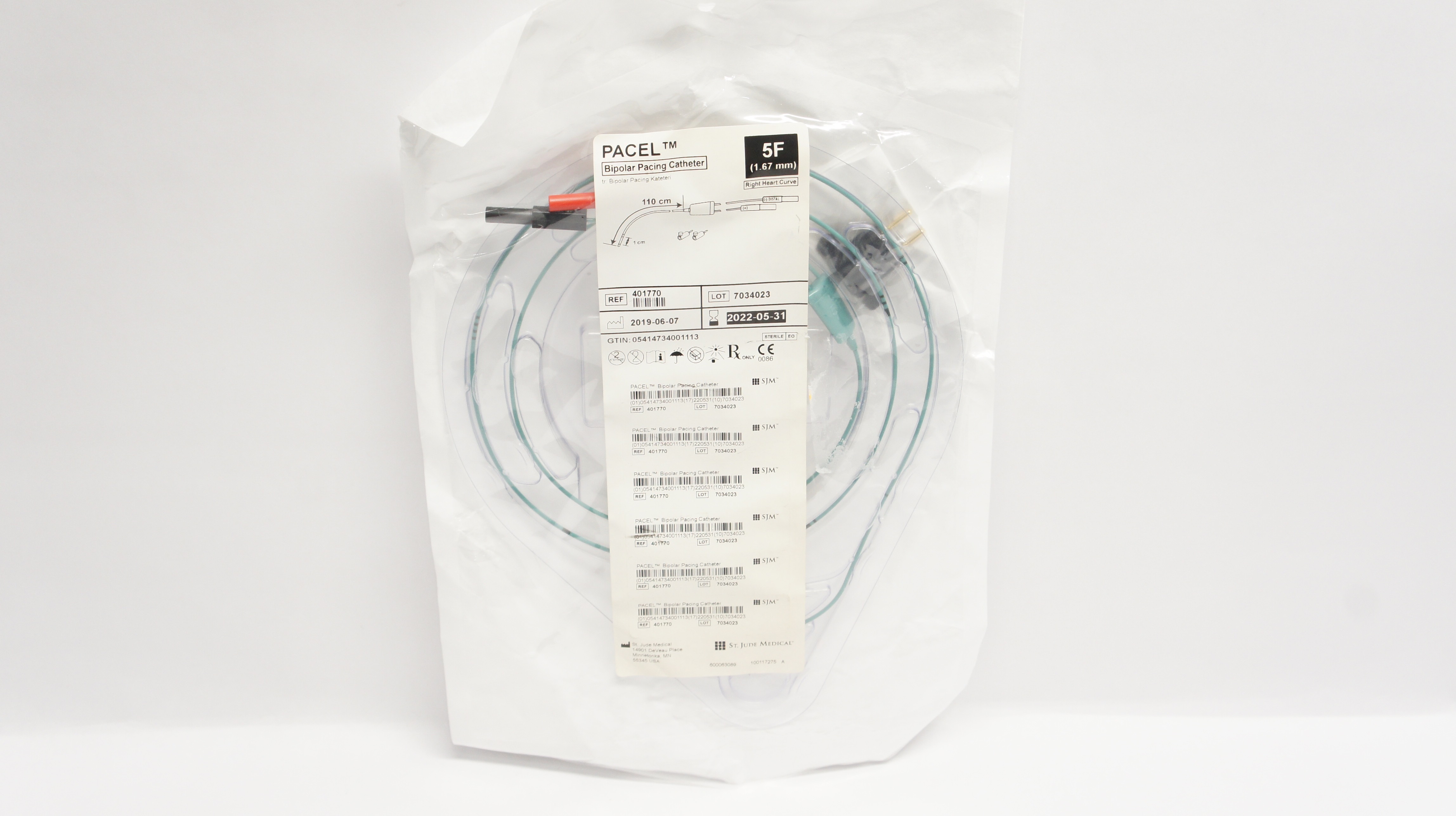 St Jude Medical 401770 Pacel Bipolar Pacing Catheter 5F (x)