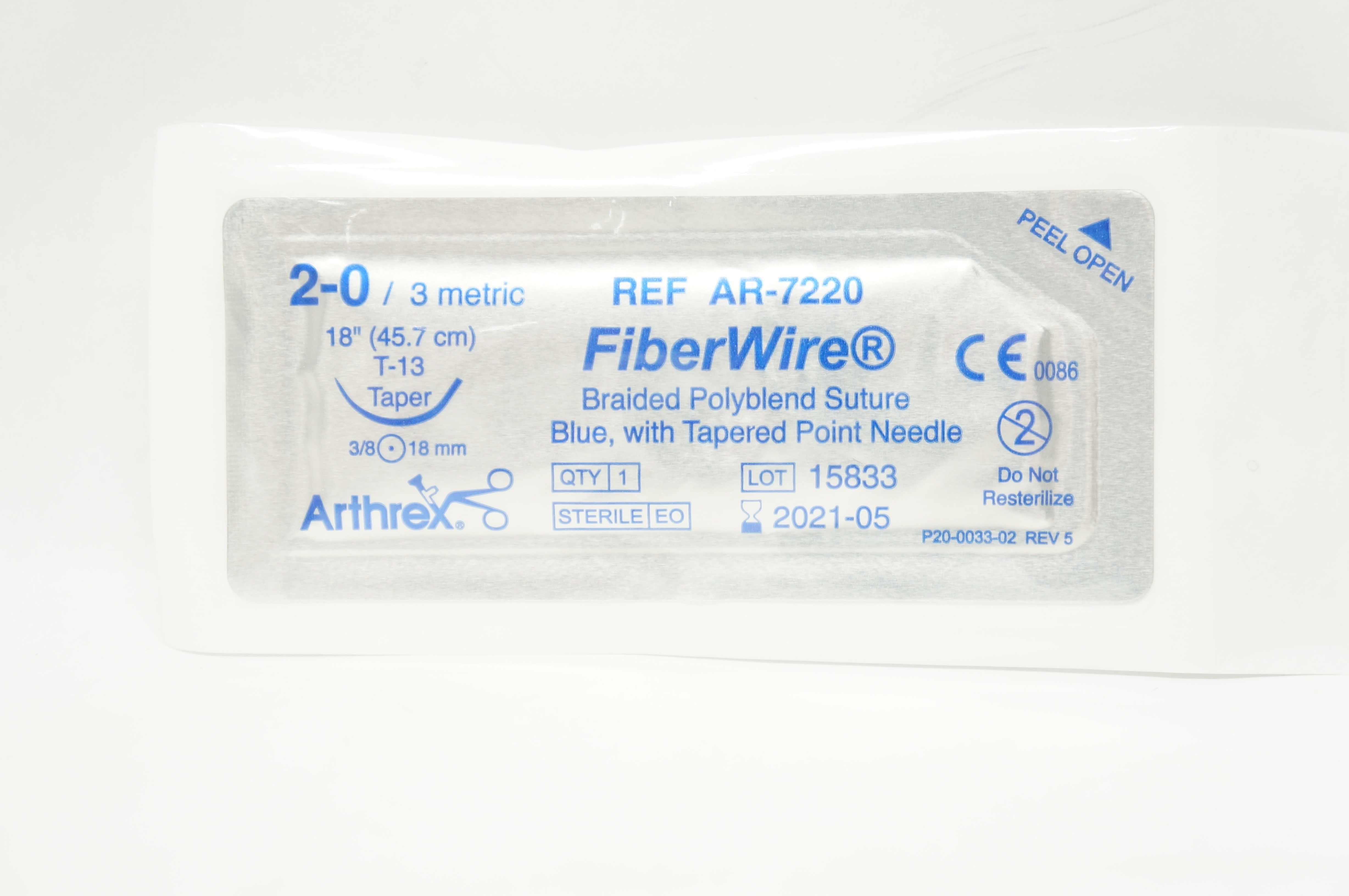 Arthrex AR-7220 2-0 FiberWire Braided Stre T-13 18mm 3/8 Taper 18inch (x)