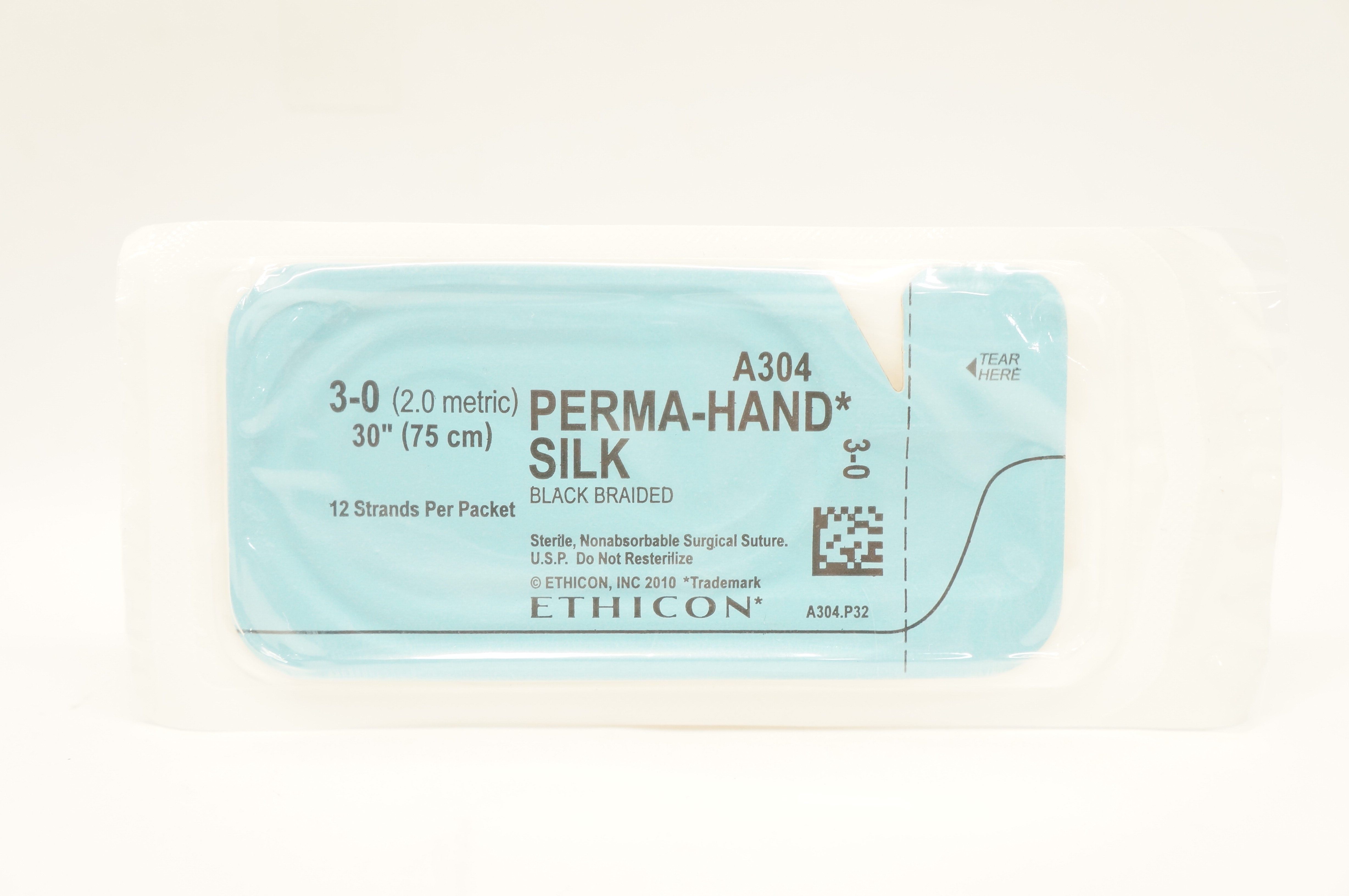 Ethicon A304 3-0 Perma-Hand Silk Black Braided Surgical Stre 30 inch