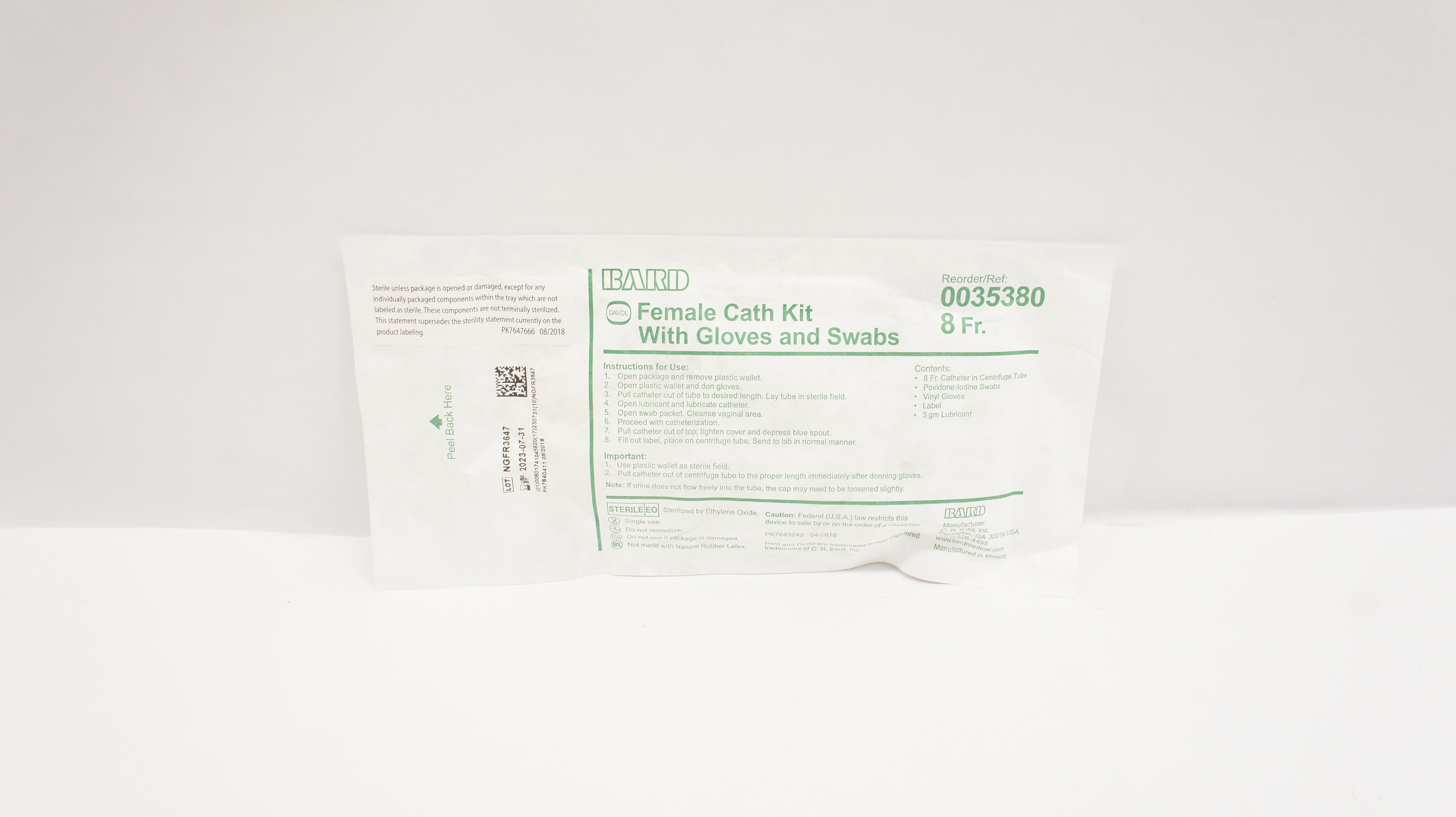 Bard 0035380 Female Cath Kit With Gloves and Swabs 8Fr (x)