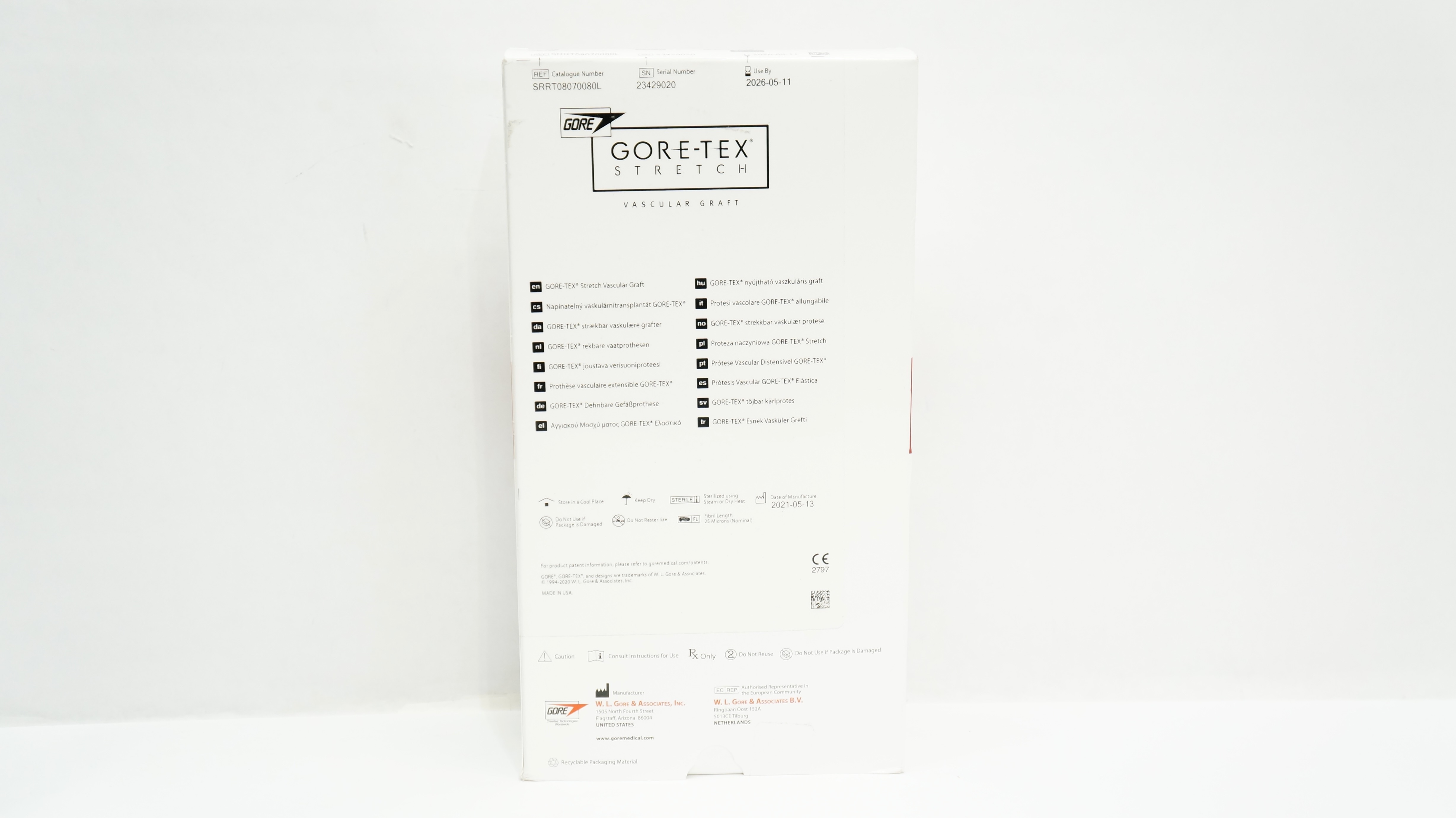 Gore SRRT08070080L Stretch Vascular Graft FEP Removable Ring 8mm x 80cm