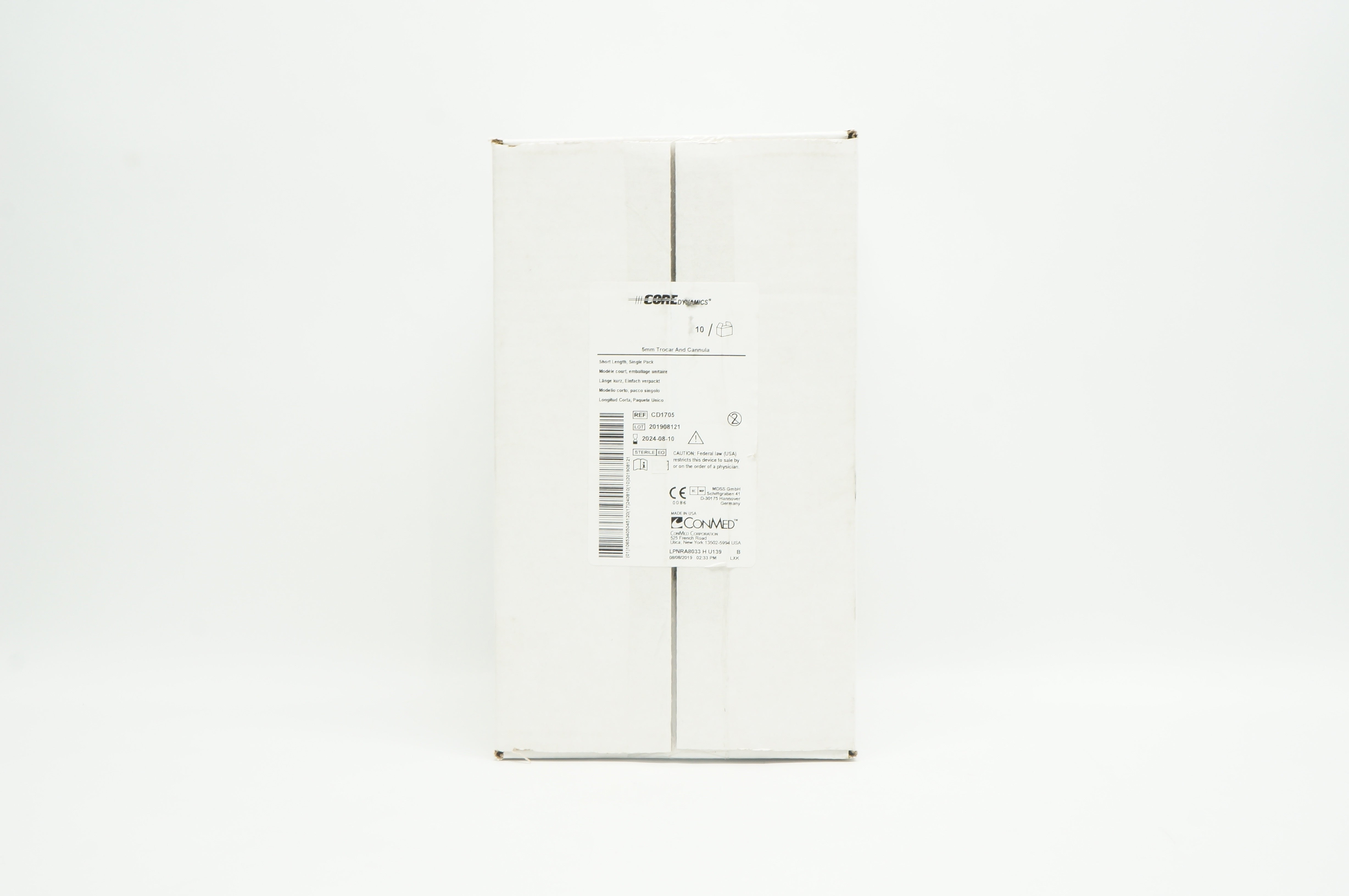 ConMed CD1705 Core Dynamics 5mm Trocar and Cannula - Case of 10