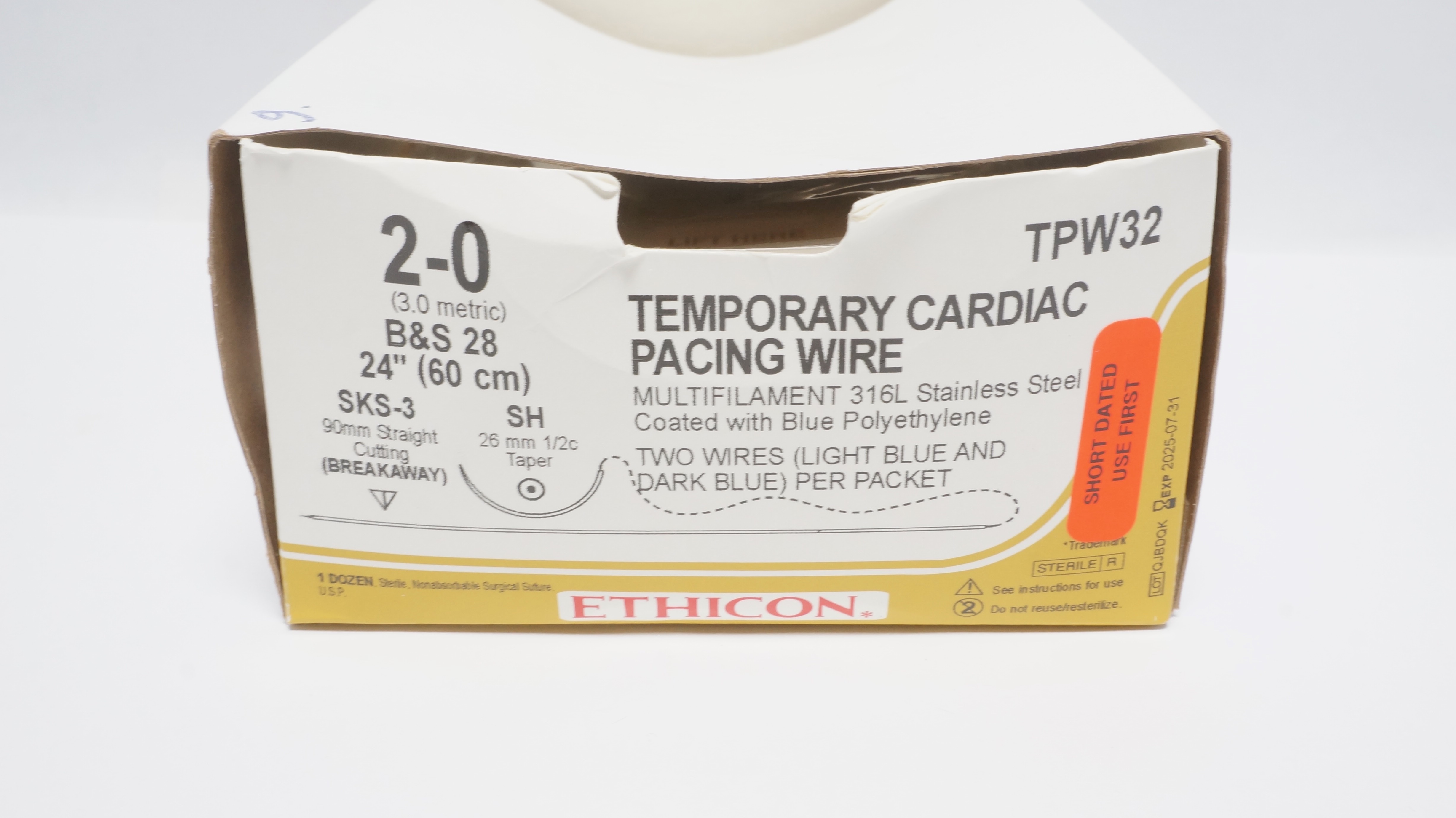 Ethicon TPW32 Temporary Pacing Wire, SH / SKS-3, 2-24 - Box of 9 (x)