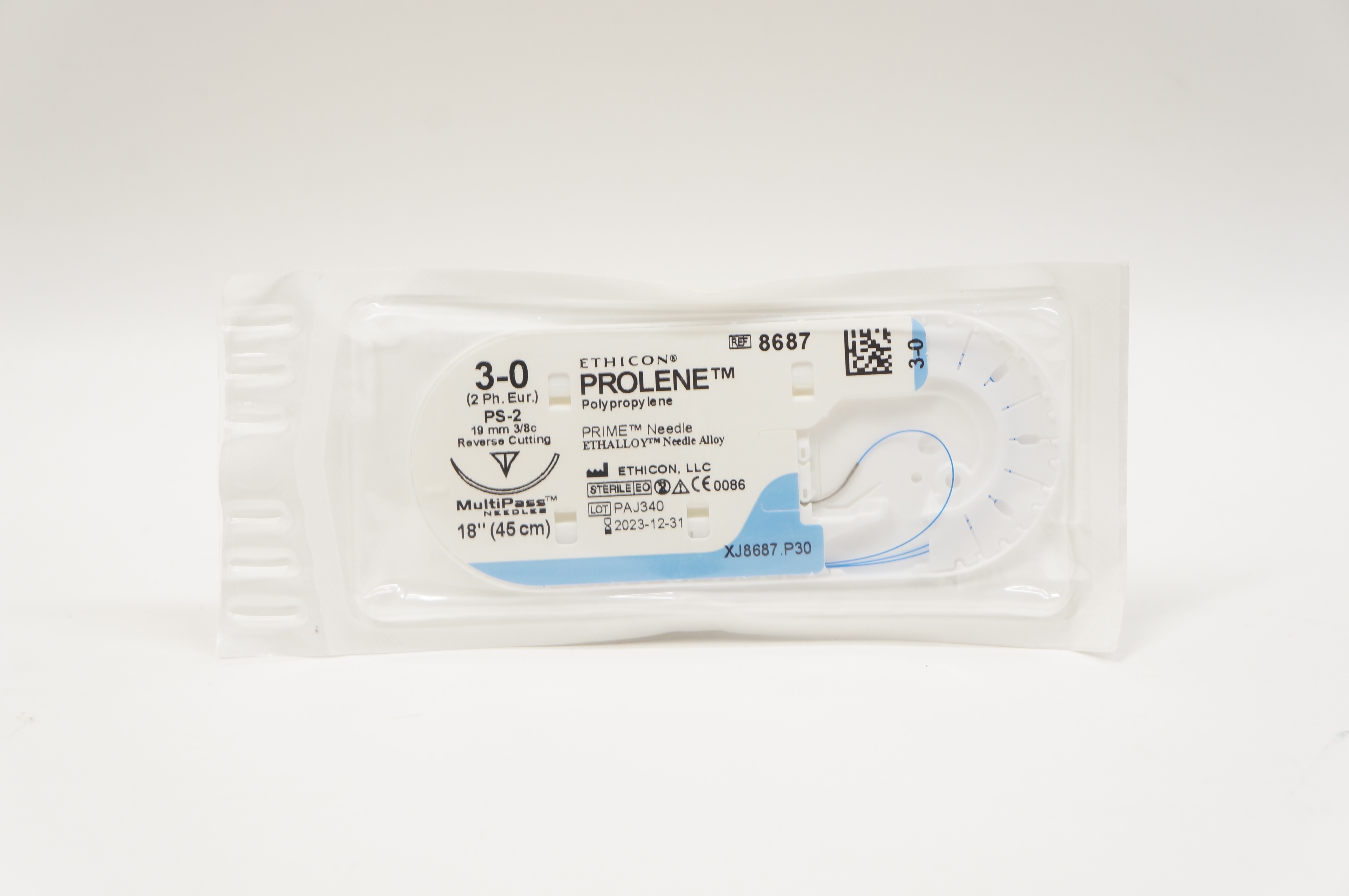 Ethicon 8687 3-0 PROLENE, PS-2, 19mm 3/8c Reverse Cutting, 18inch