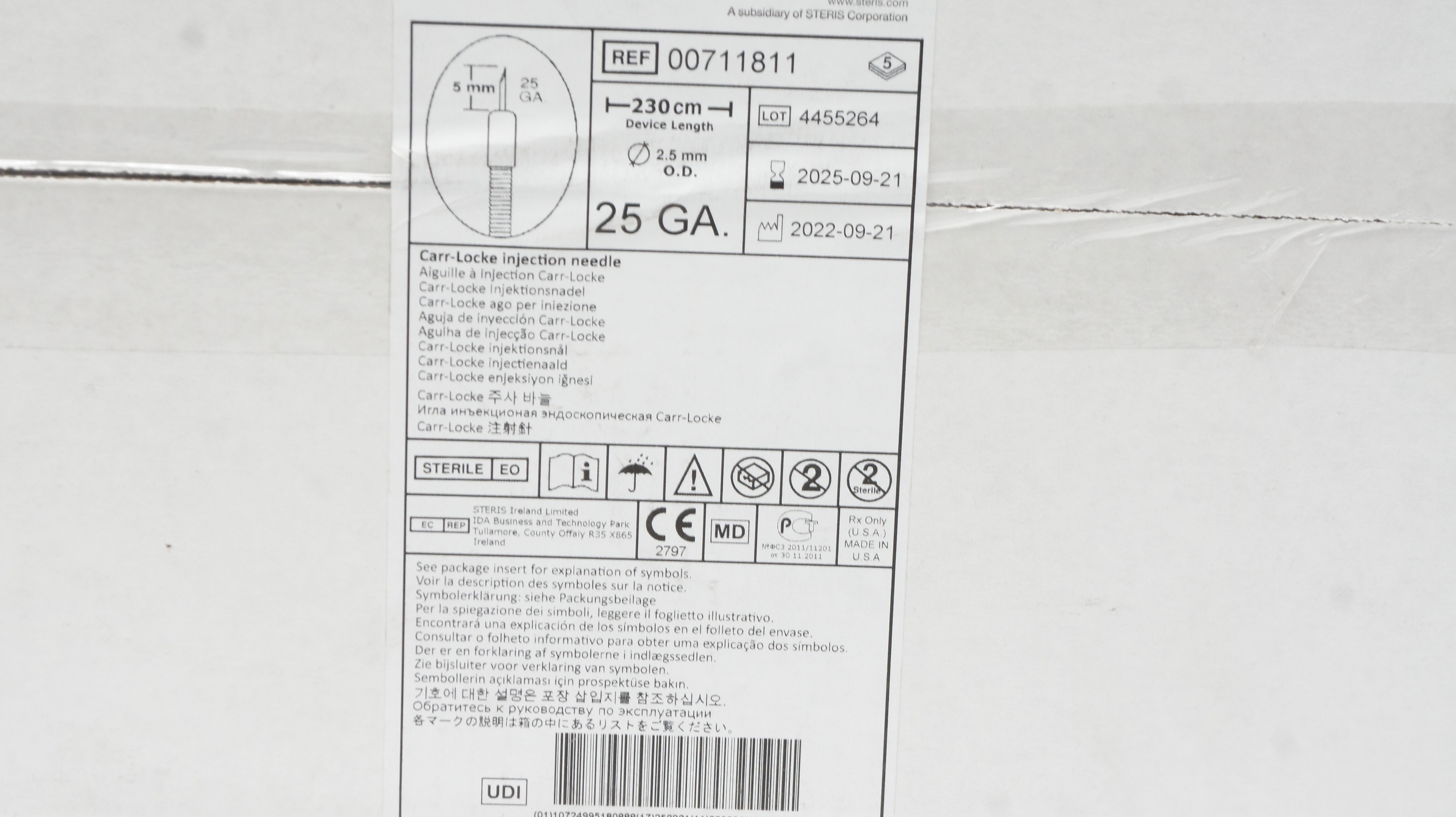 US Endoscopy 00711811 Carr-Locke Injection Ndle 25GA x 230cm x 2.5mm - Box of 5