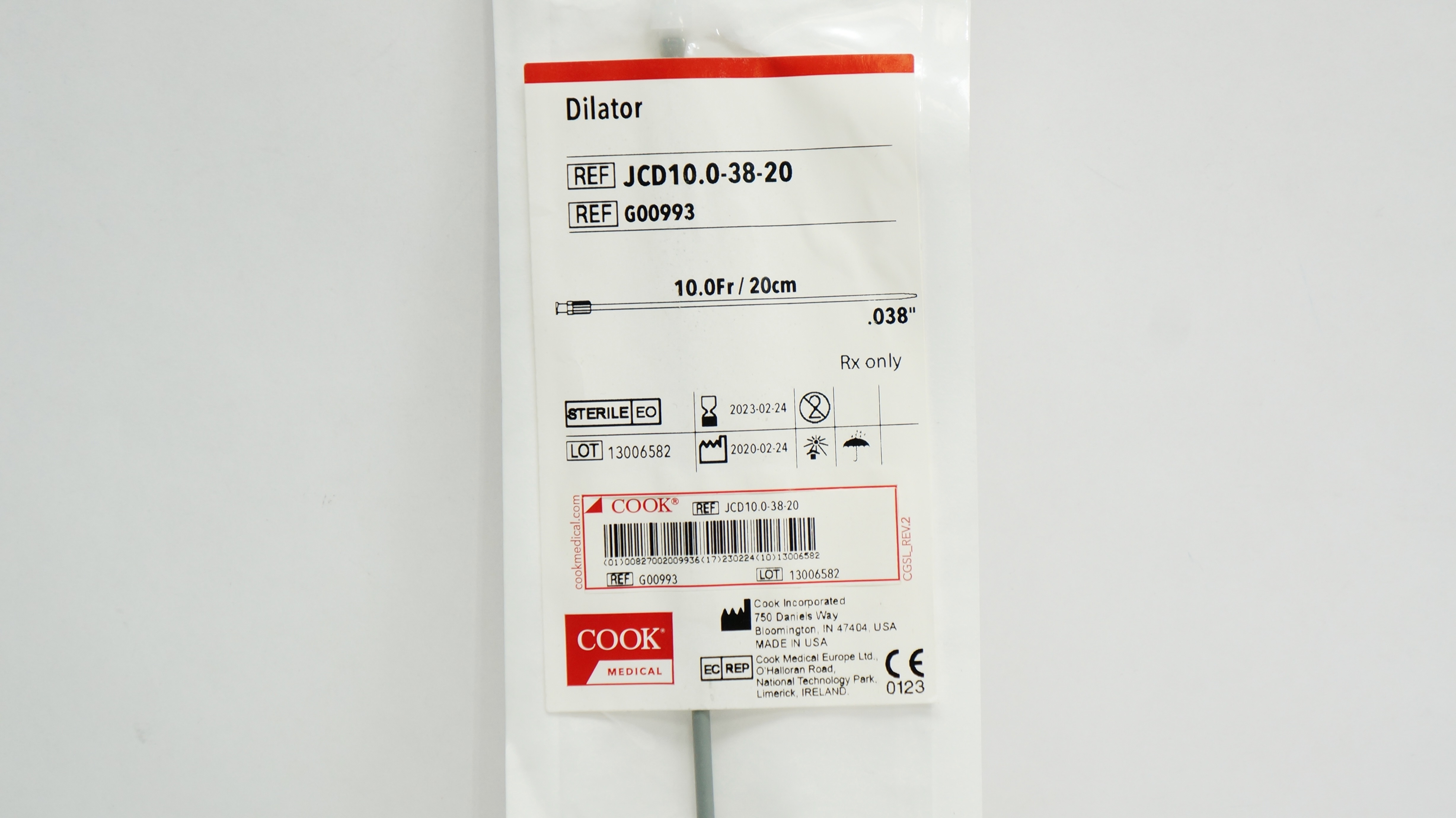 Cook Medical G00993 Dilator 10.0Fr /20cm x .038inch (x)