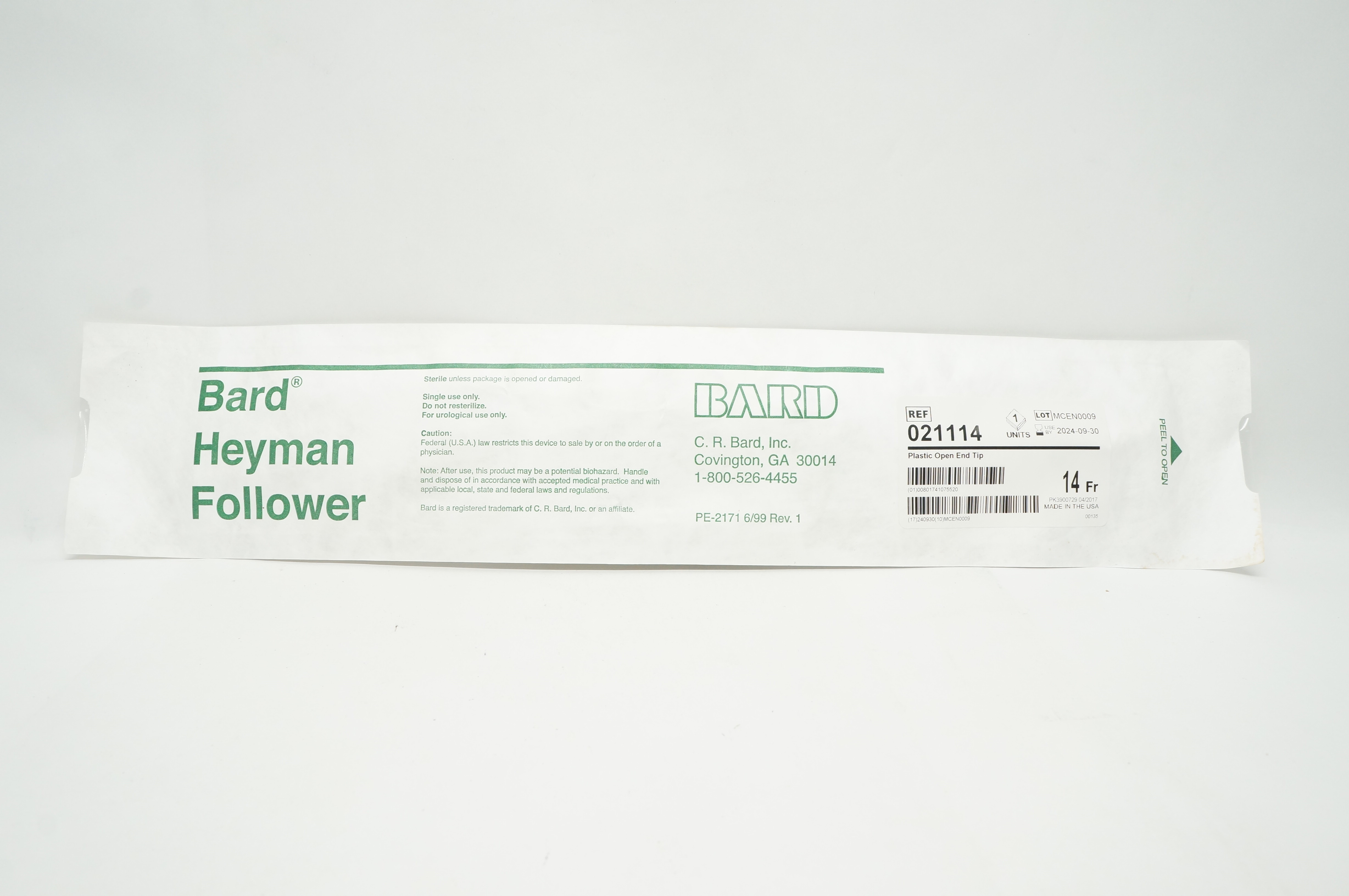 Bard 021114 Heyman Follower Straight Tip 14 Fr.