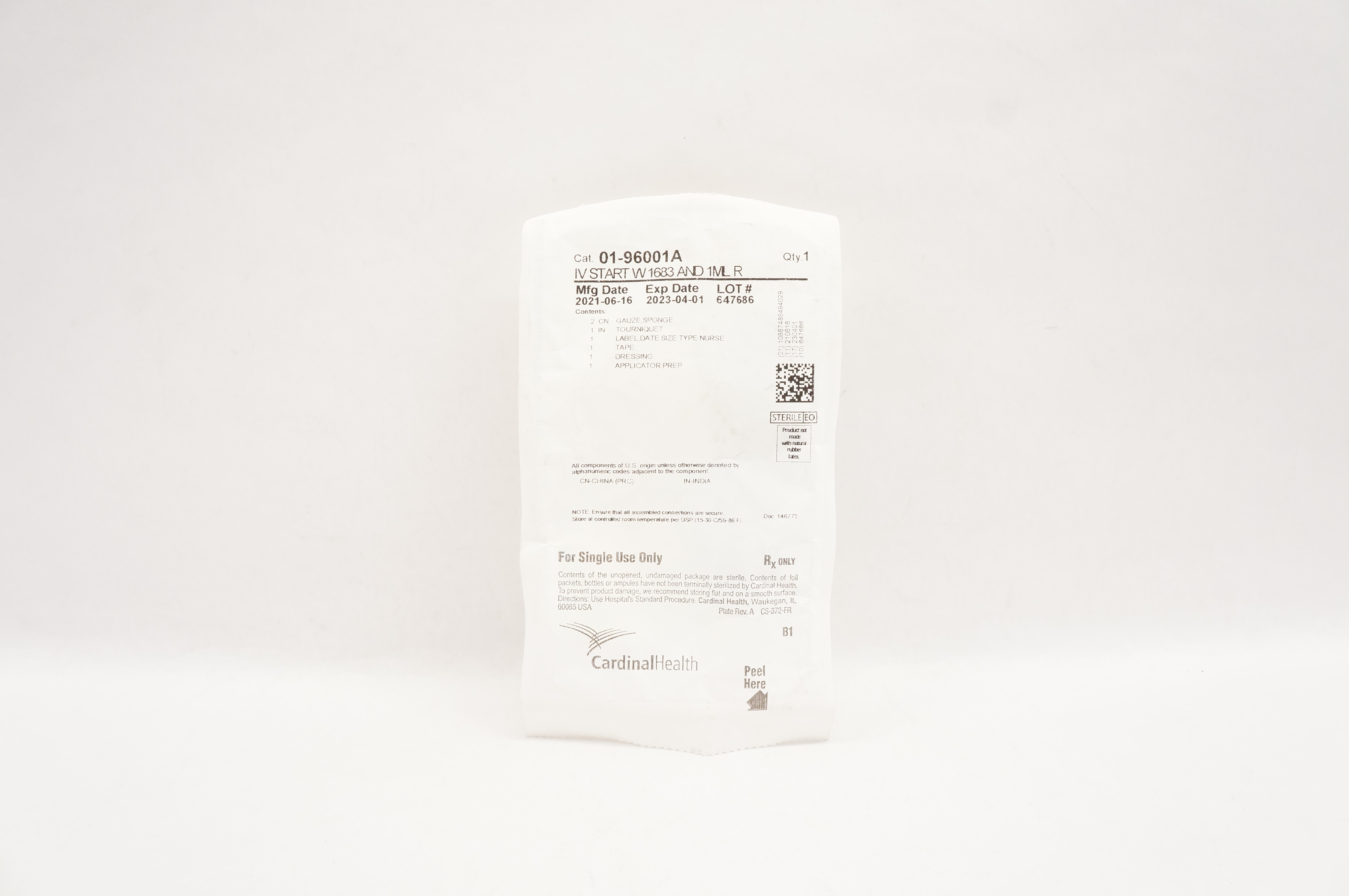 Cardinal Health 01-96001A IV Start W 1683 AND 1ML R Kit (x)