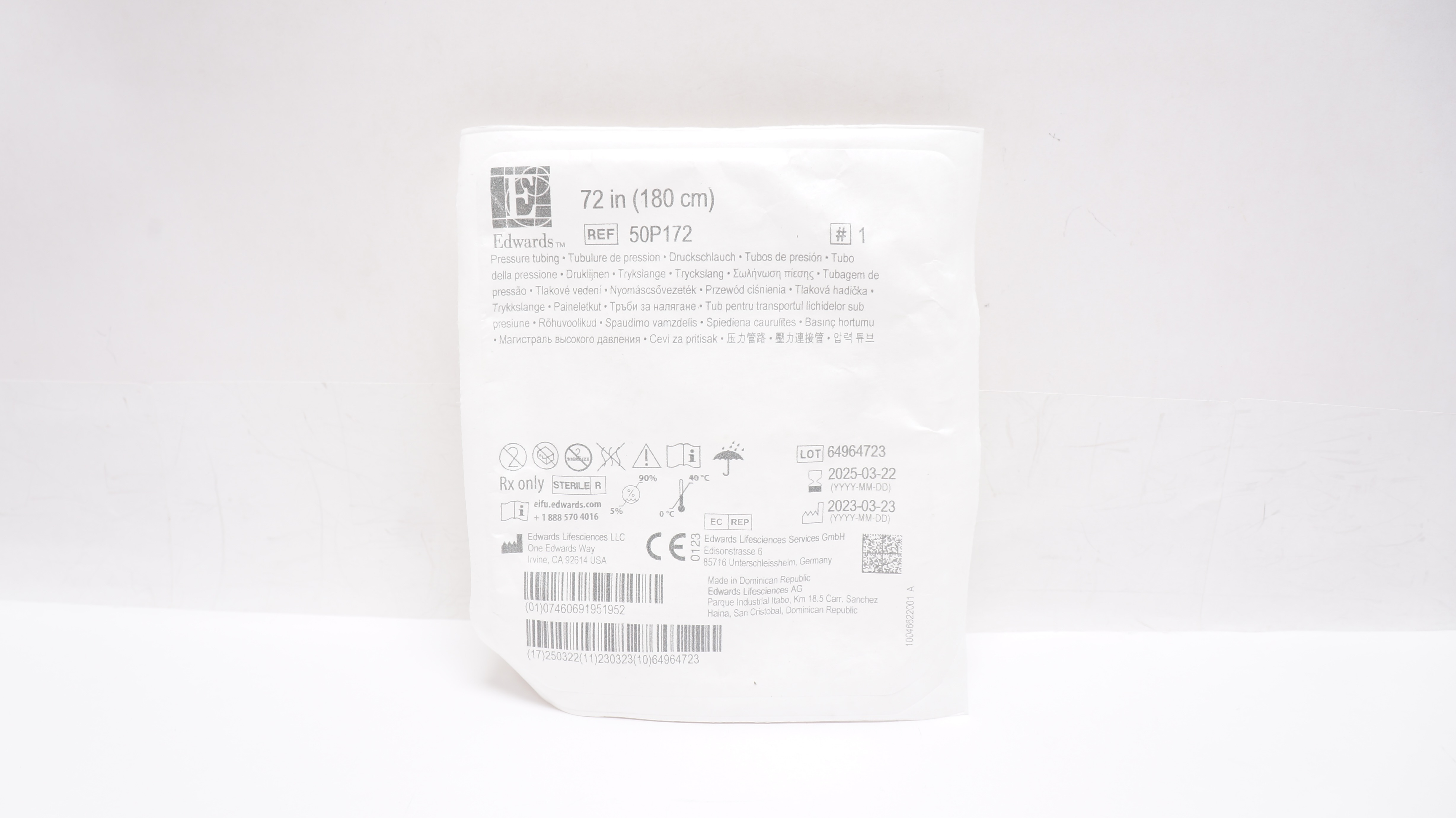 Edwards Lifesciences 50P172 Pressure Tubing 72 inch