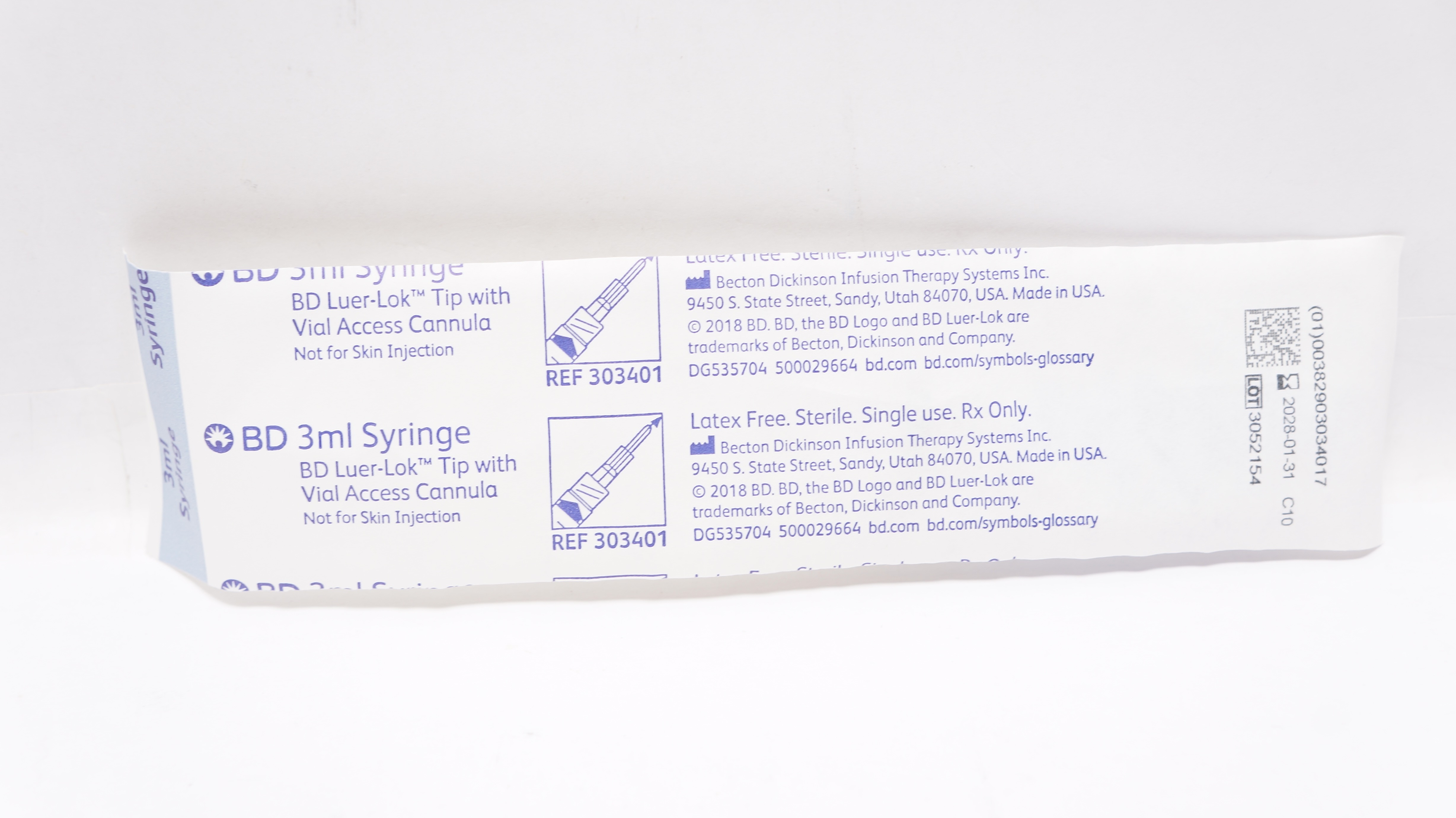 BD 303401 3ml Syringe Luer-Lock Tip with Vial Access Cannula