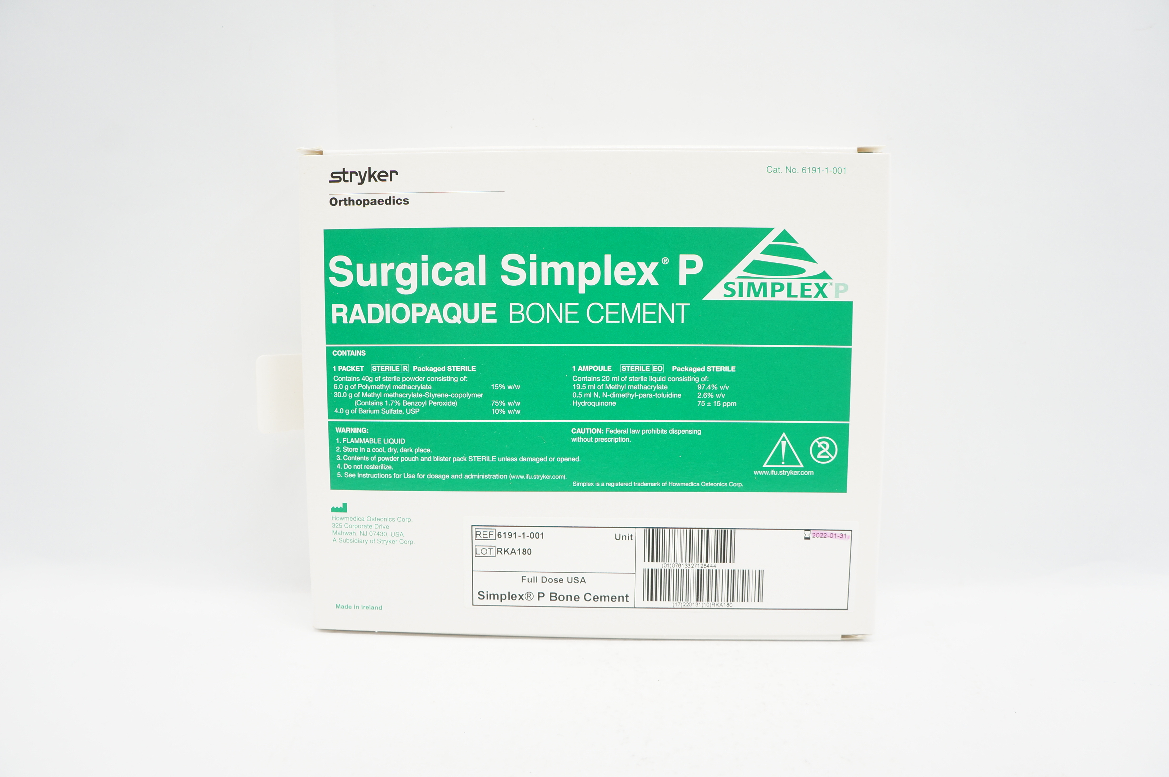 Stryker 6191-1-001 Surgical Simplex P Radiopaque Bone Cement