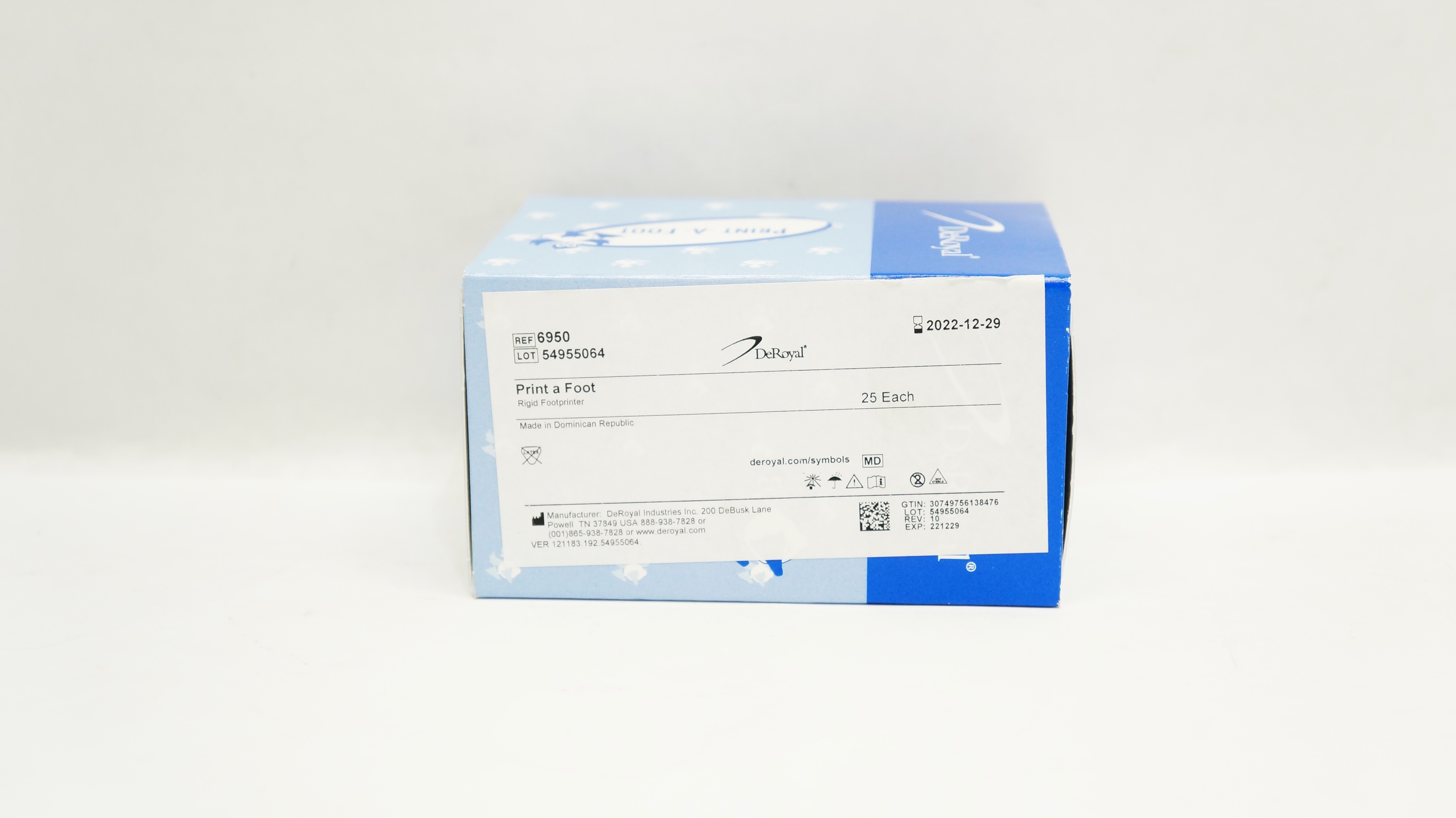 DeRoyal 6950 Print a Foot Rigid Footprinter (x) - Box of 25