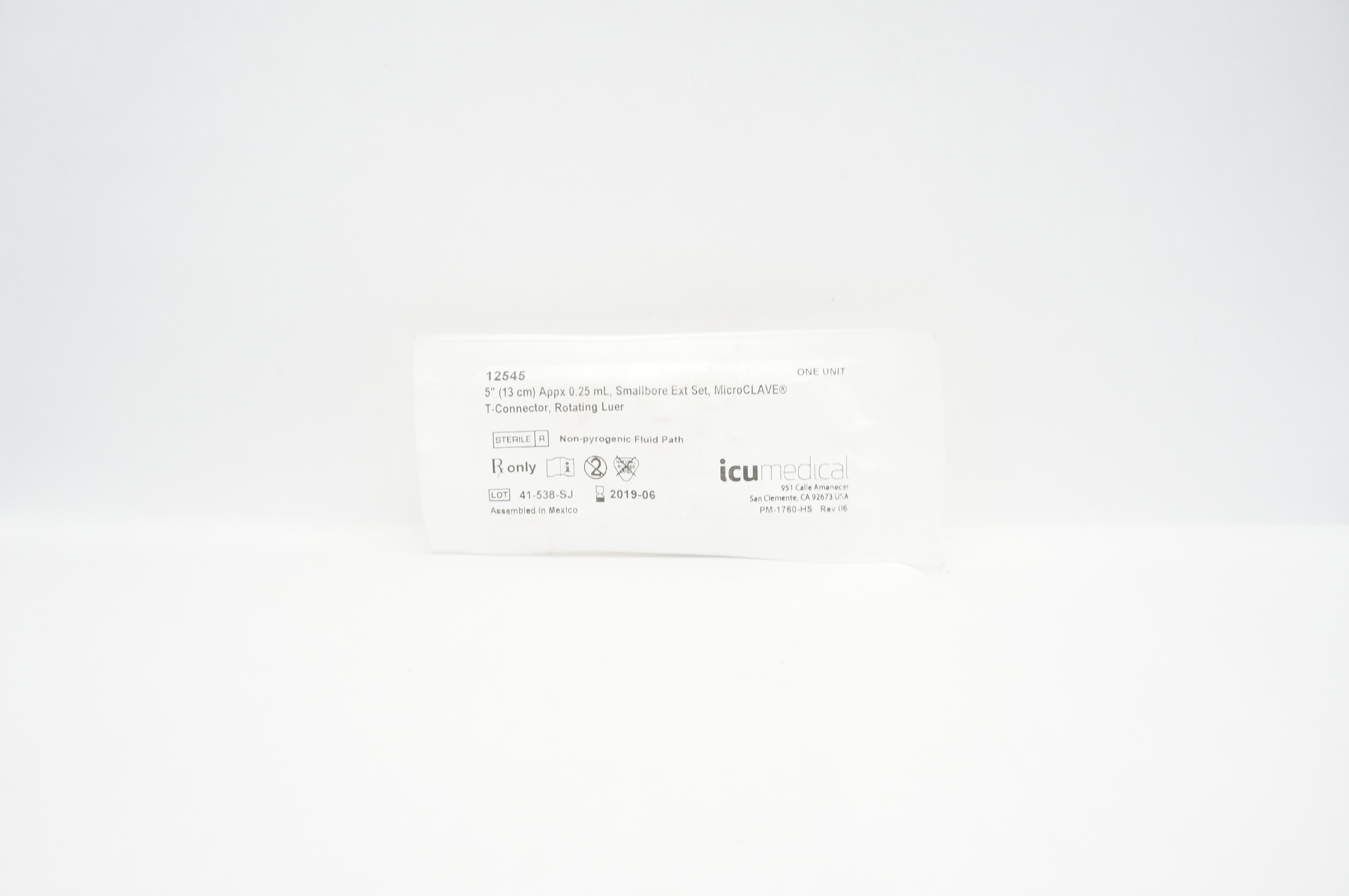 ICU Medical 12545 Smallbore Ext Set, 5inch, Appx 0.25mL (x)