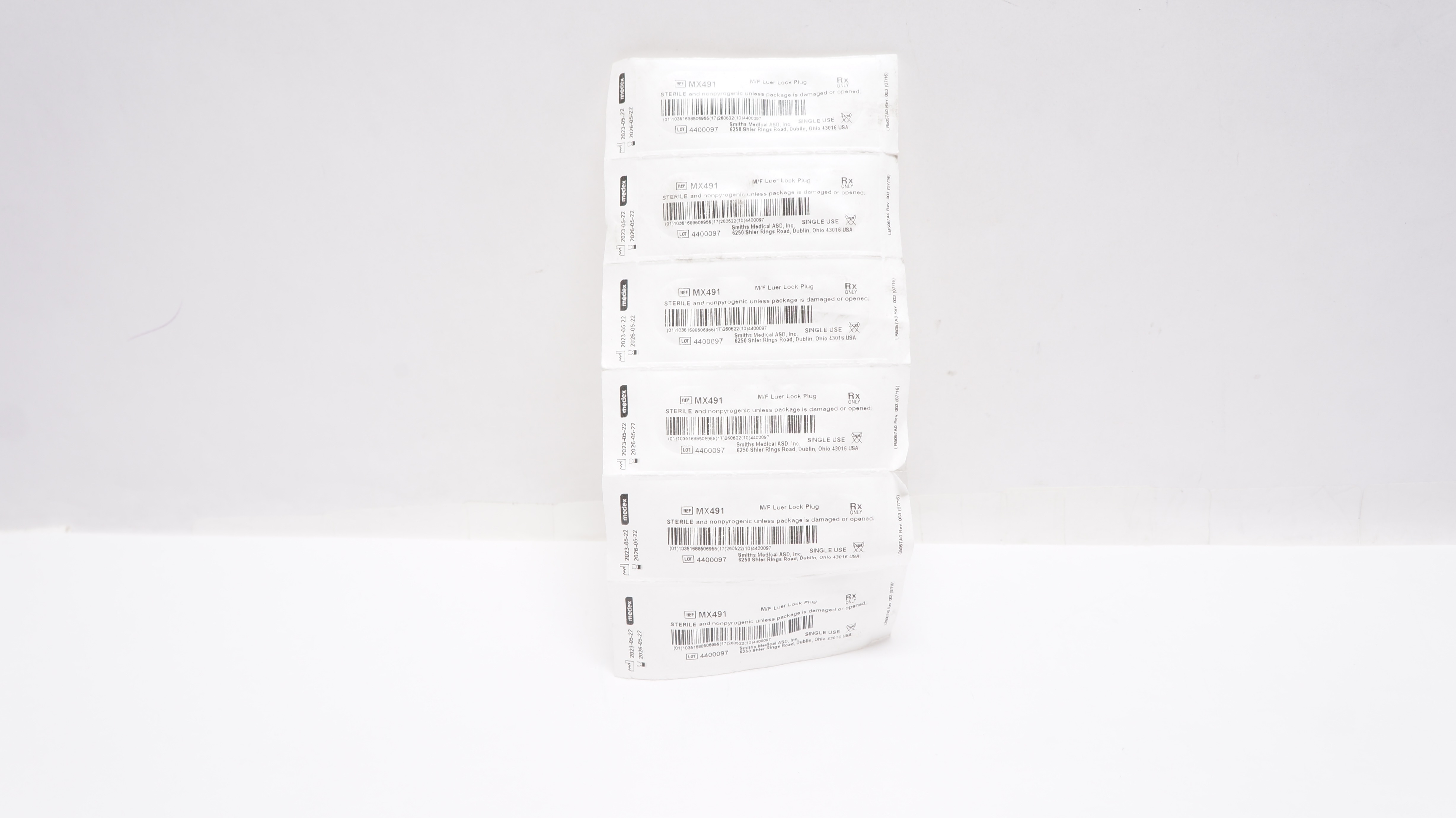 Smiths Medical Medex MX491 Male /Female Luer Lock Plug - Lot of 6