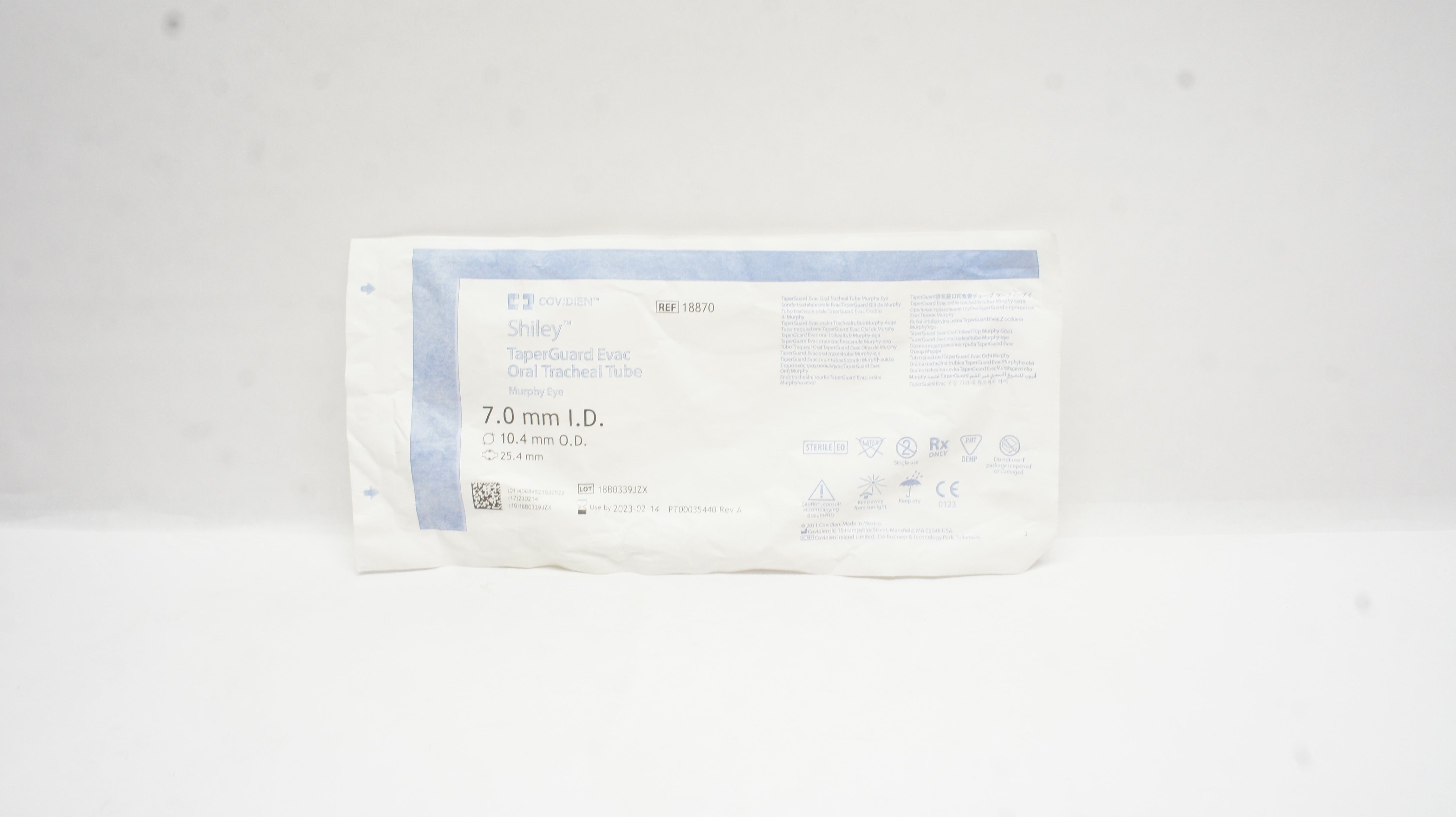 Covidien 18870 TaperGuard Evac Oral Tracheal Tube 7.0mm x 10.4mm x 25.4mm (x)