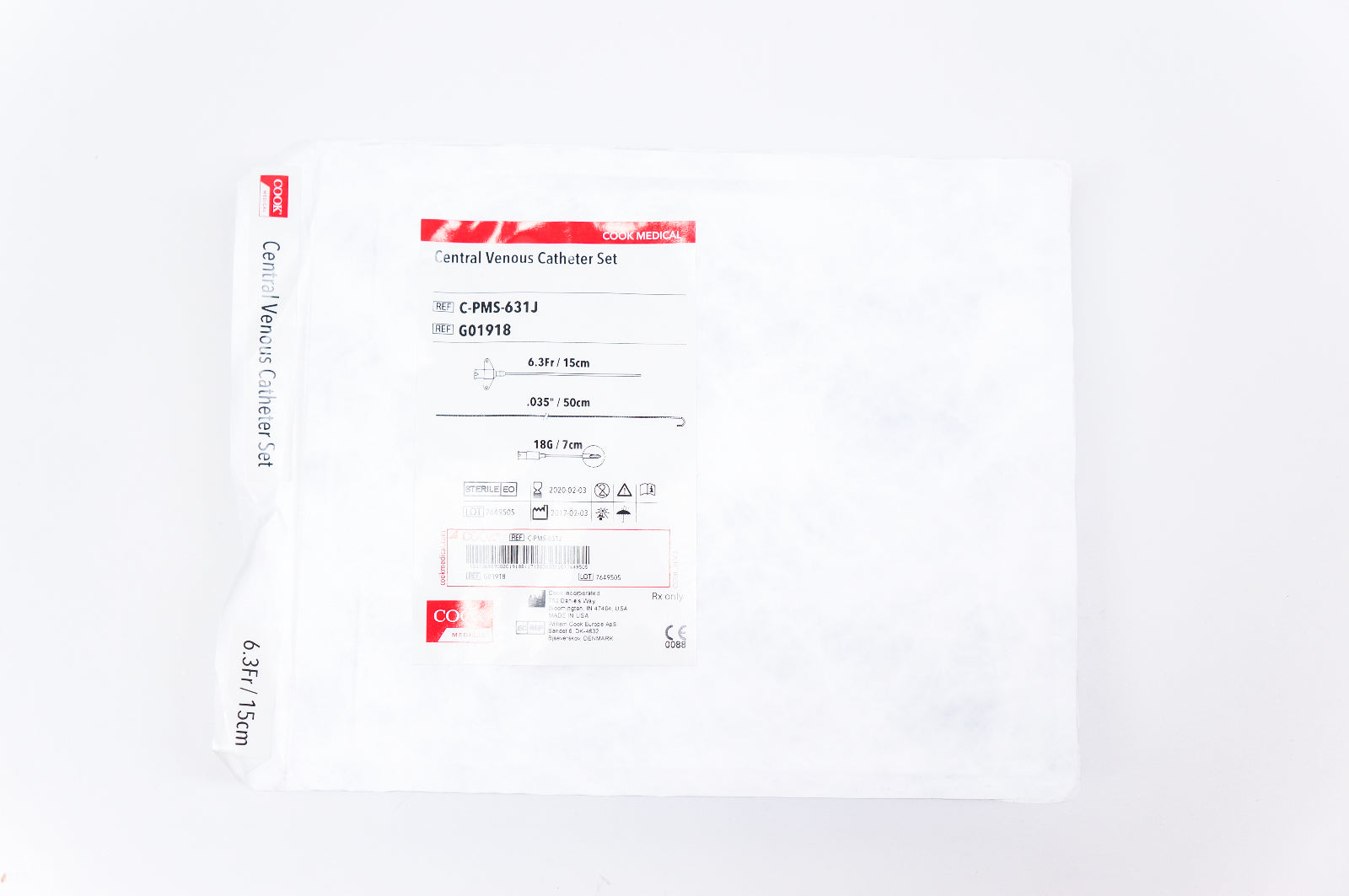 Cook Medical G01918 Central Venous Cath. Set 6.3Fr. x 0.035inch