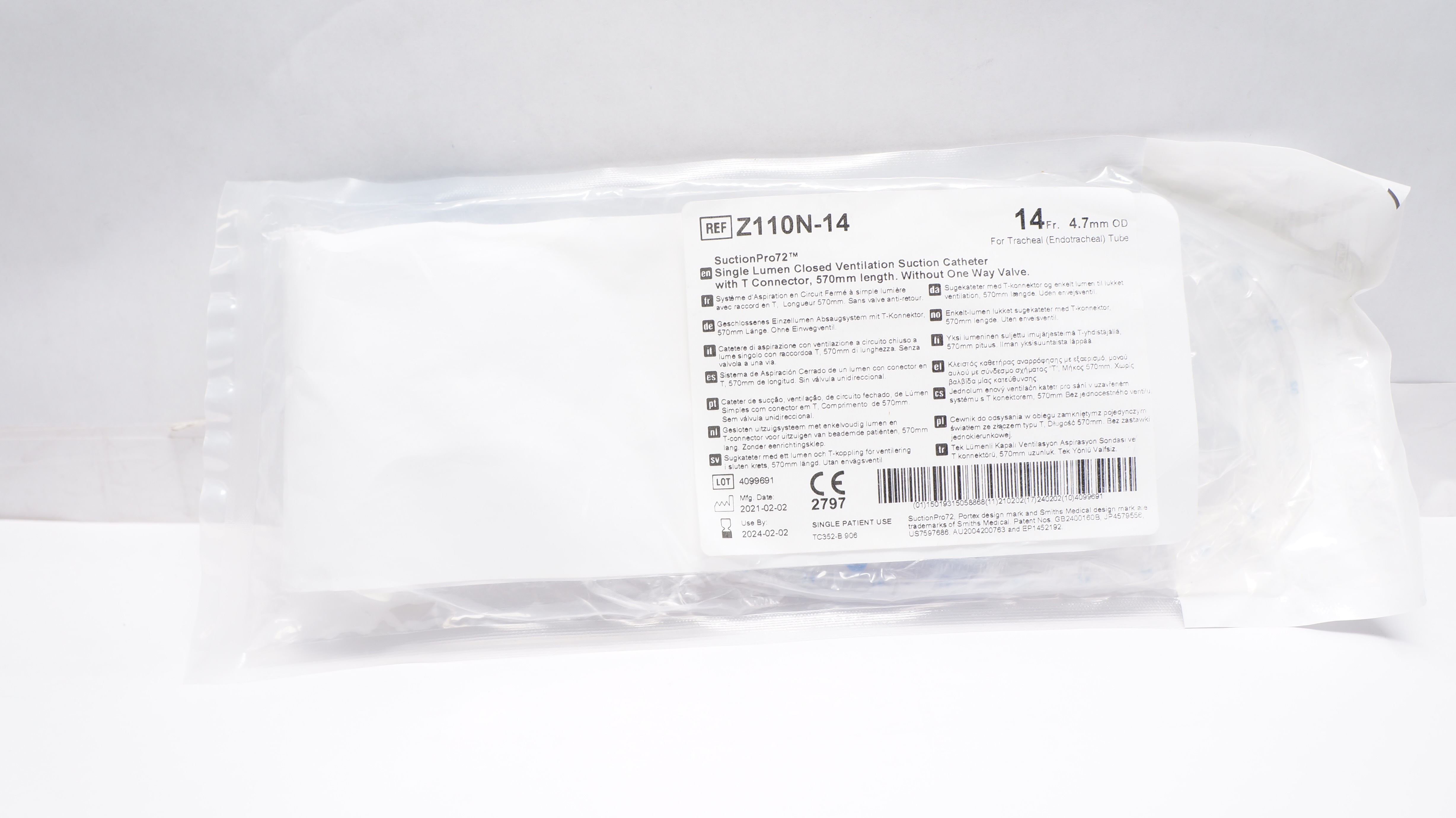 Smiths Medical Z110N-14 SuctionPro72 Closed Ventilation Cath. 14Fr x 4.7mm (x)