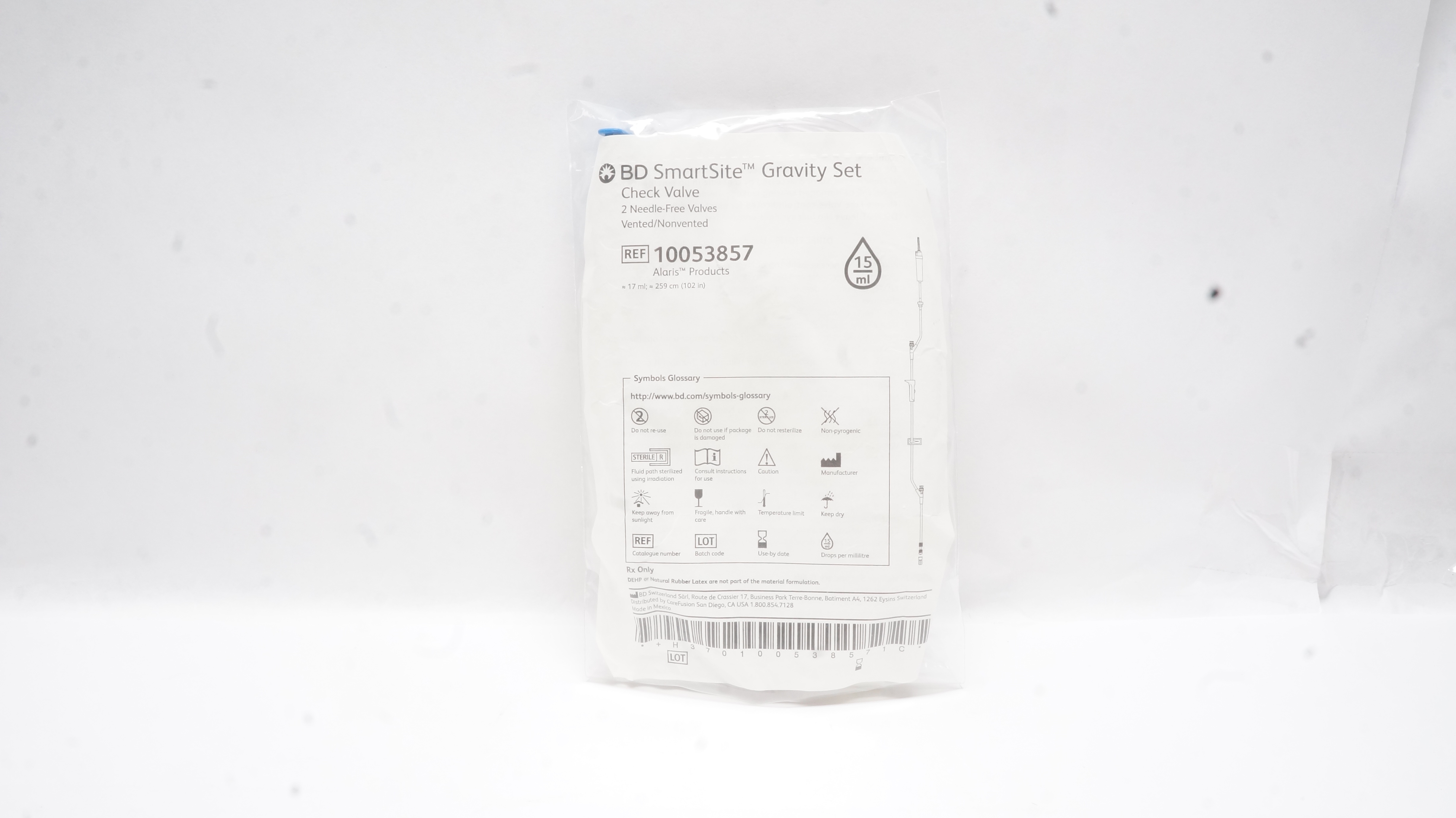 BD 10053857 Alaris SmartSite Gravity Set Check Valve 17mL x 102inch 15Drops/mL(x)