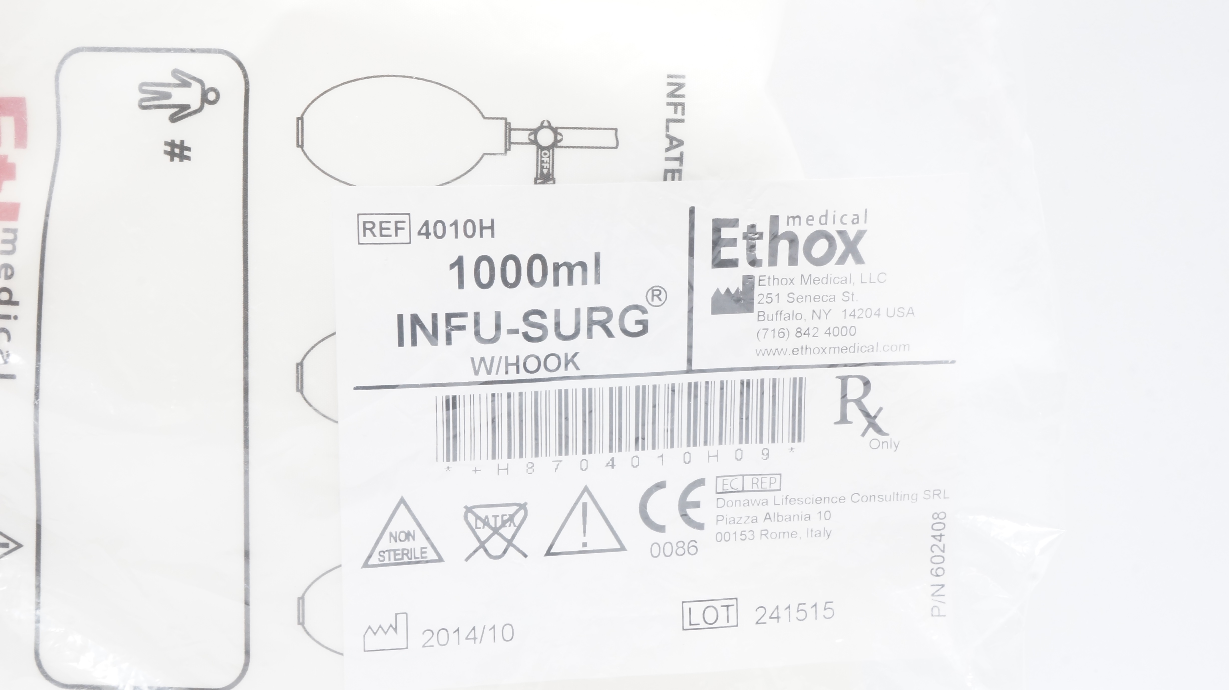 Ethox Medical 4010H Infu-Surg Pressure Infusion Bag w/Hook 1000mL