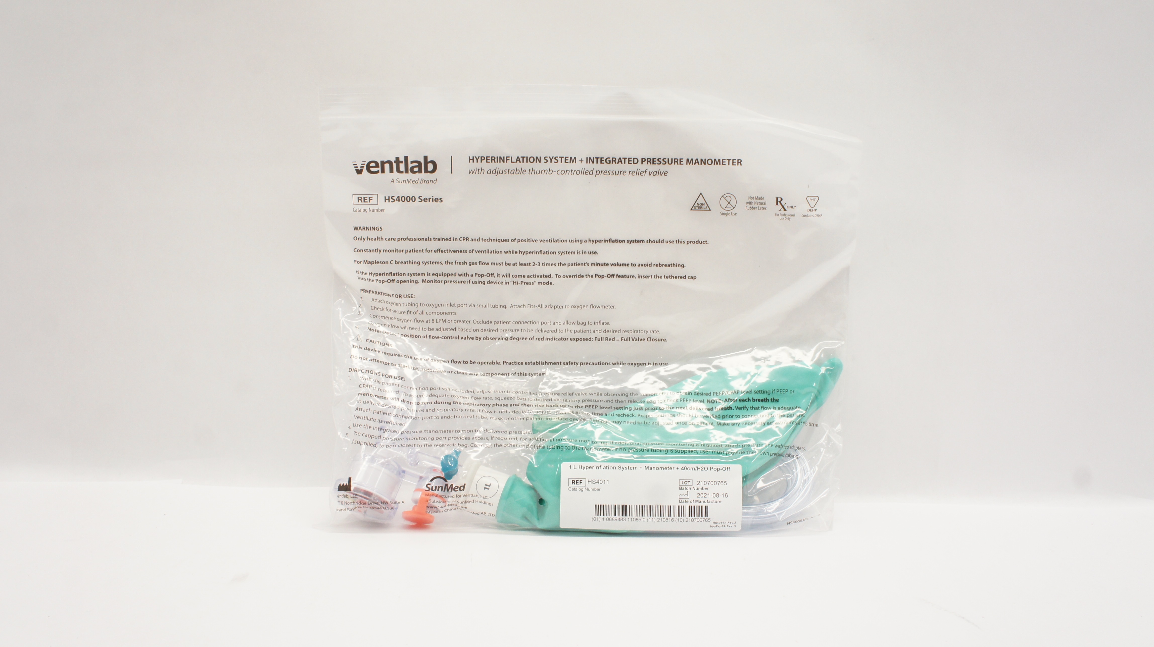 SunMed HS4000 Ventlab Hyperinflation System + Integrated Pressure Manometer