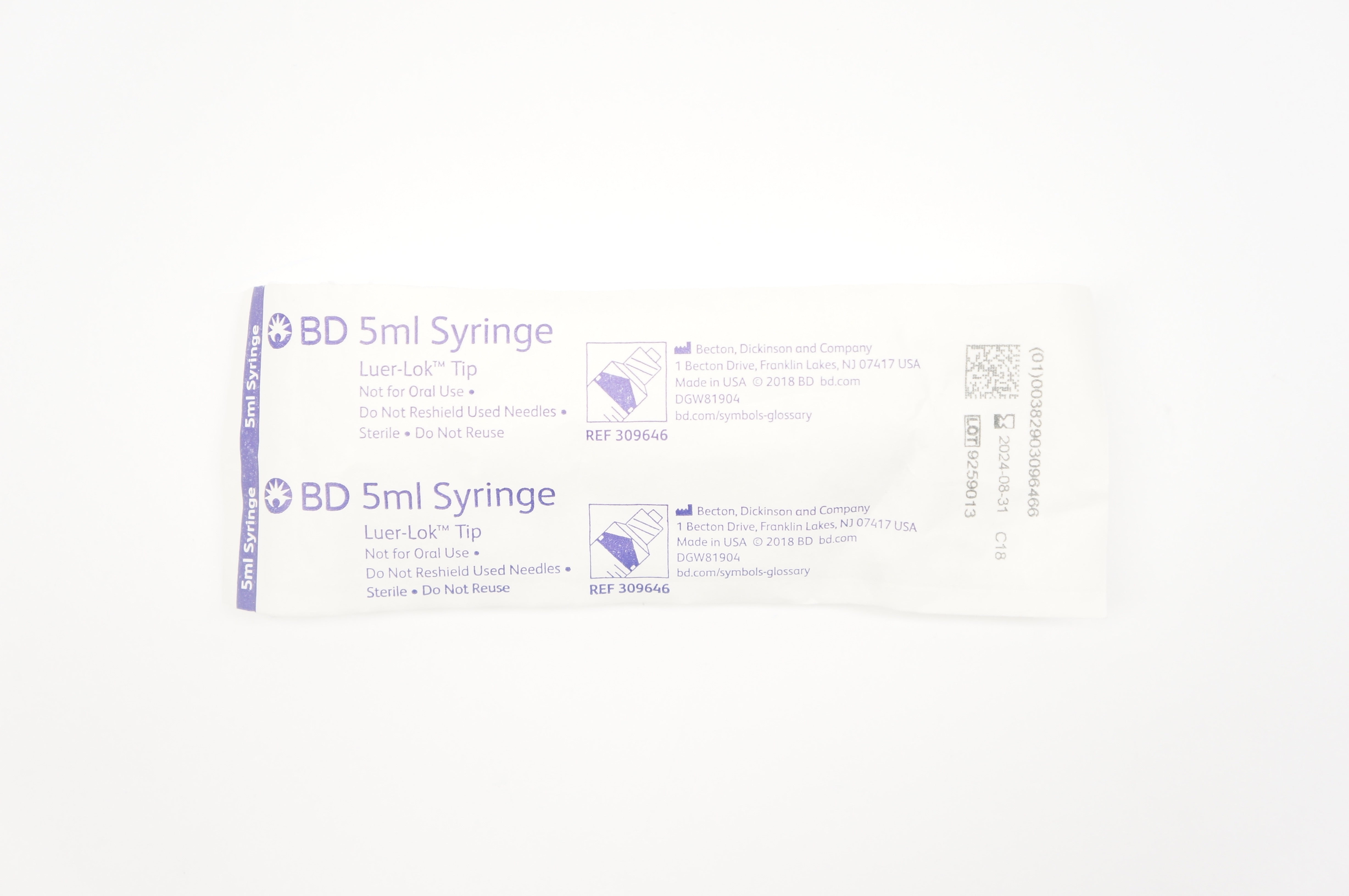 BD 309646 Lyuer-Lok Tip 5ml Syringe