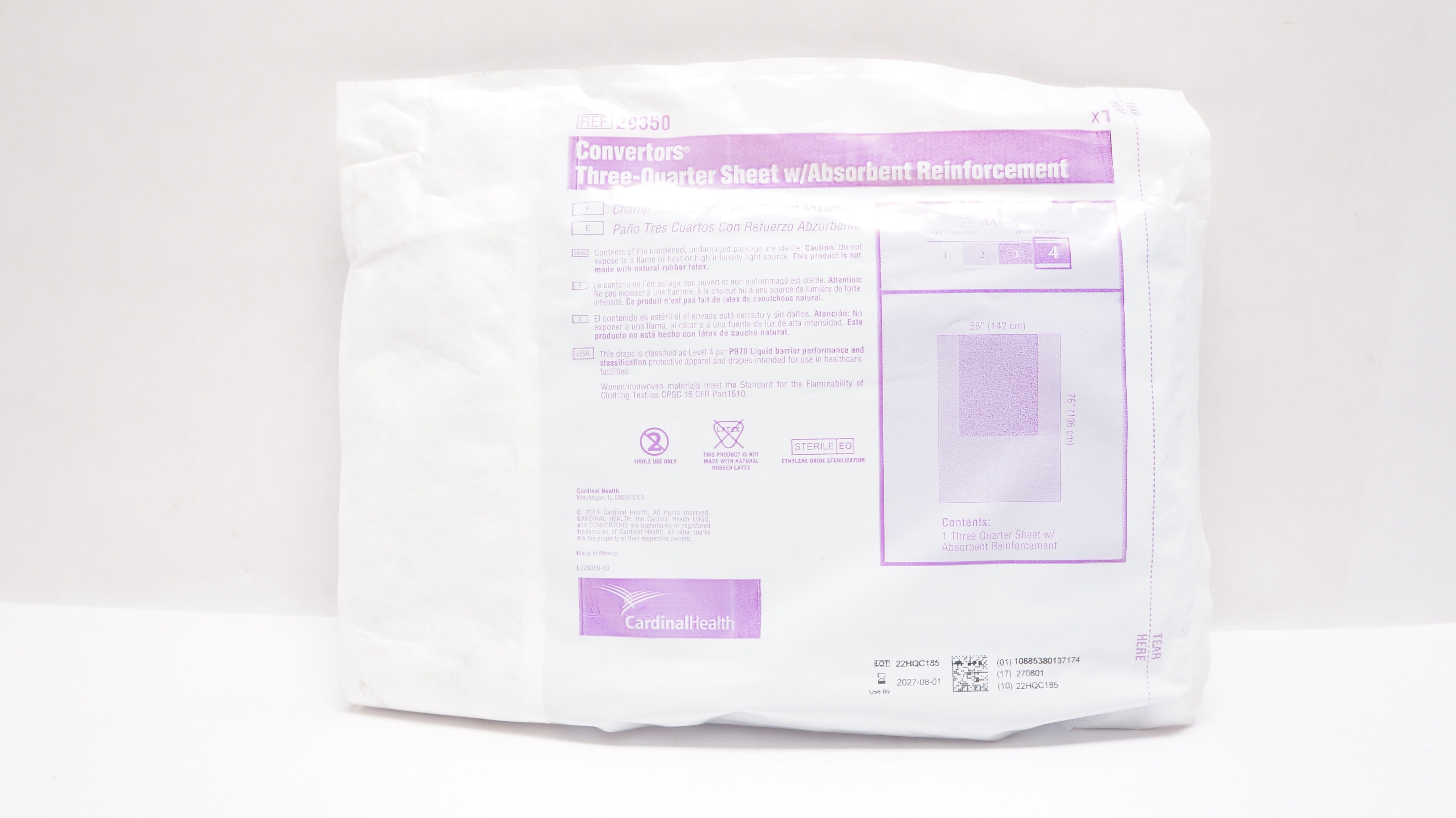 Cardinal Health 29350 Convertors Three-Quarter Sheet 56inch x 76inch