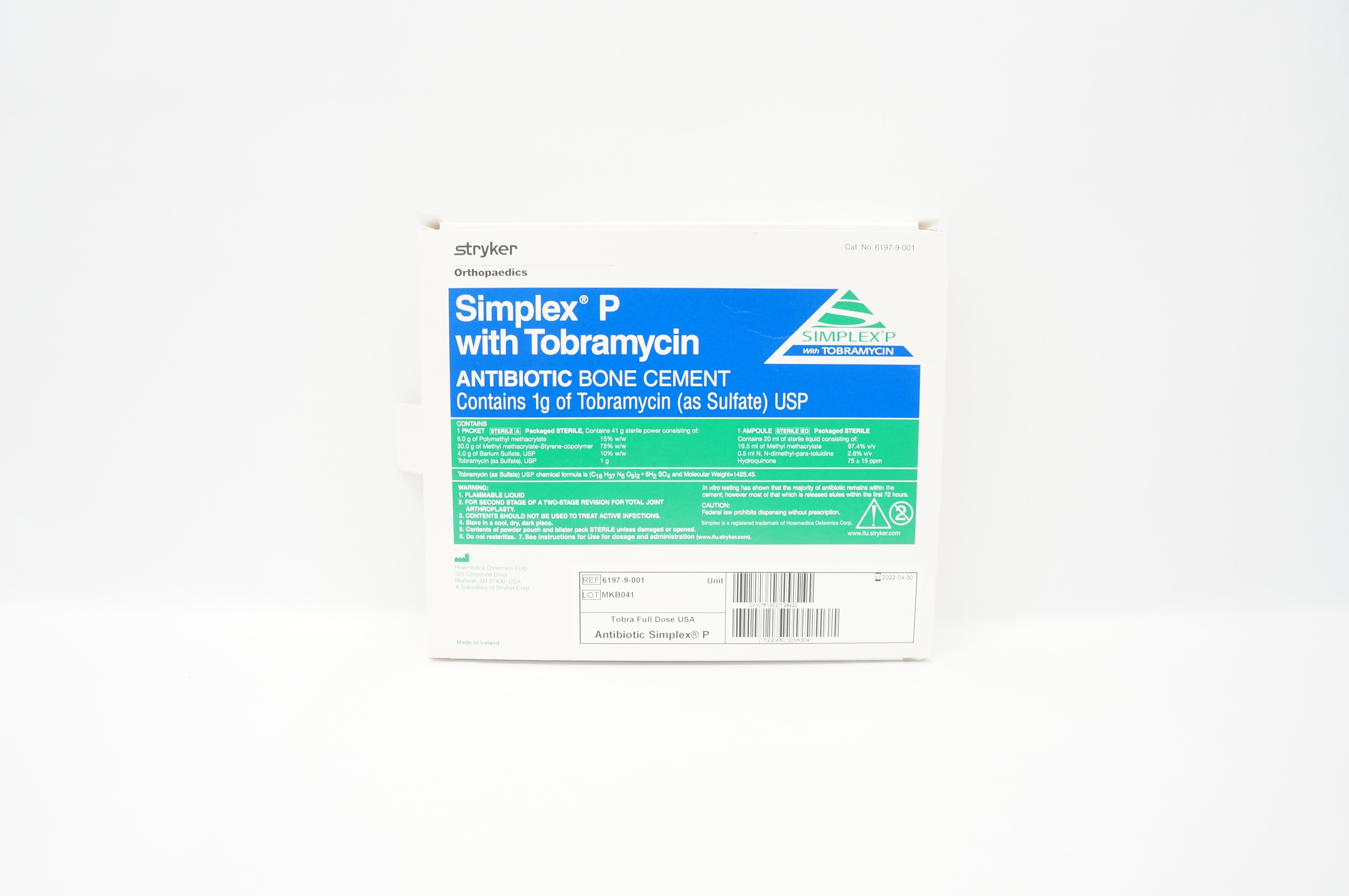 Stryker 6197-9-001 Simplex P with 1gr. Tobramycin Antibiotic Bone Cement (x)