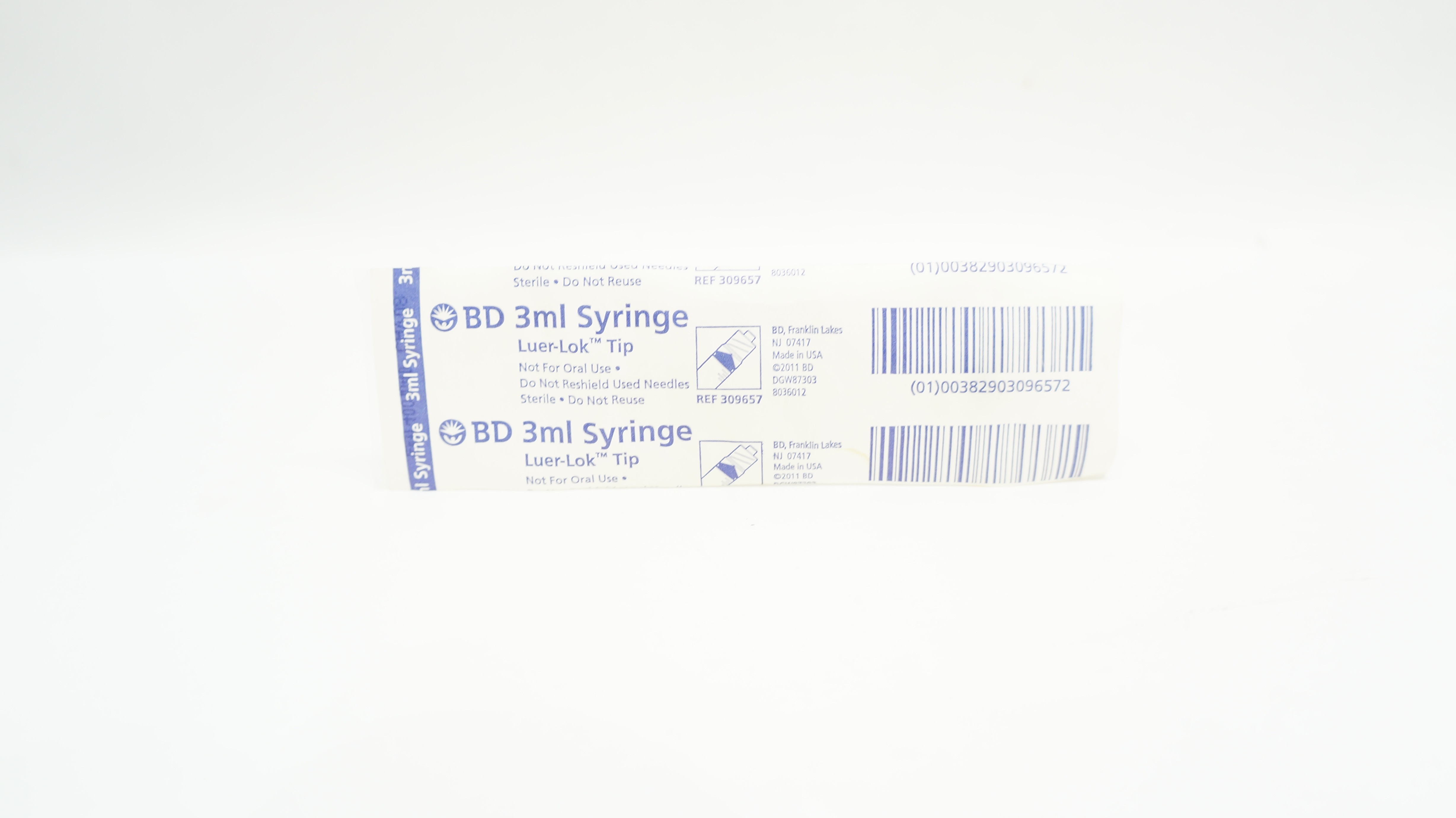 BD 309657 Luer-Lok Tip Syringe 3mL