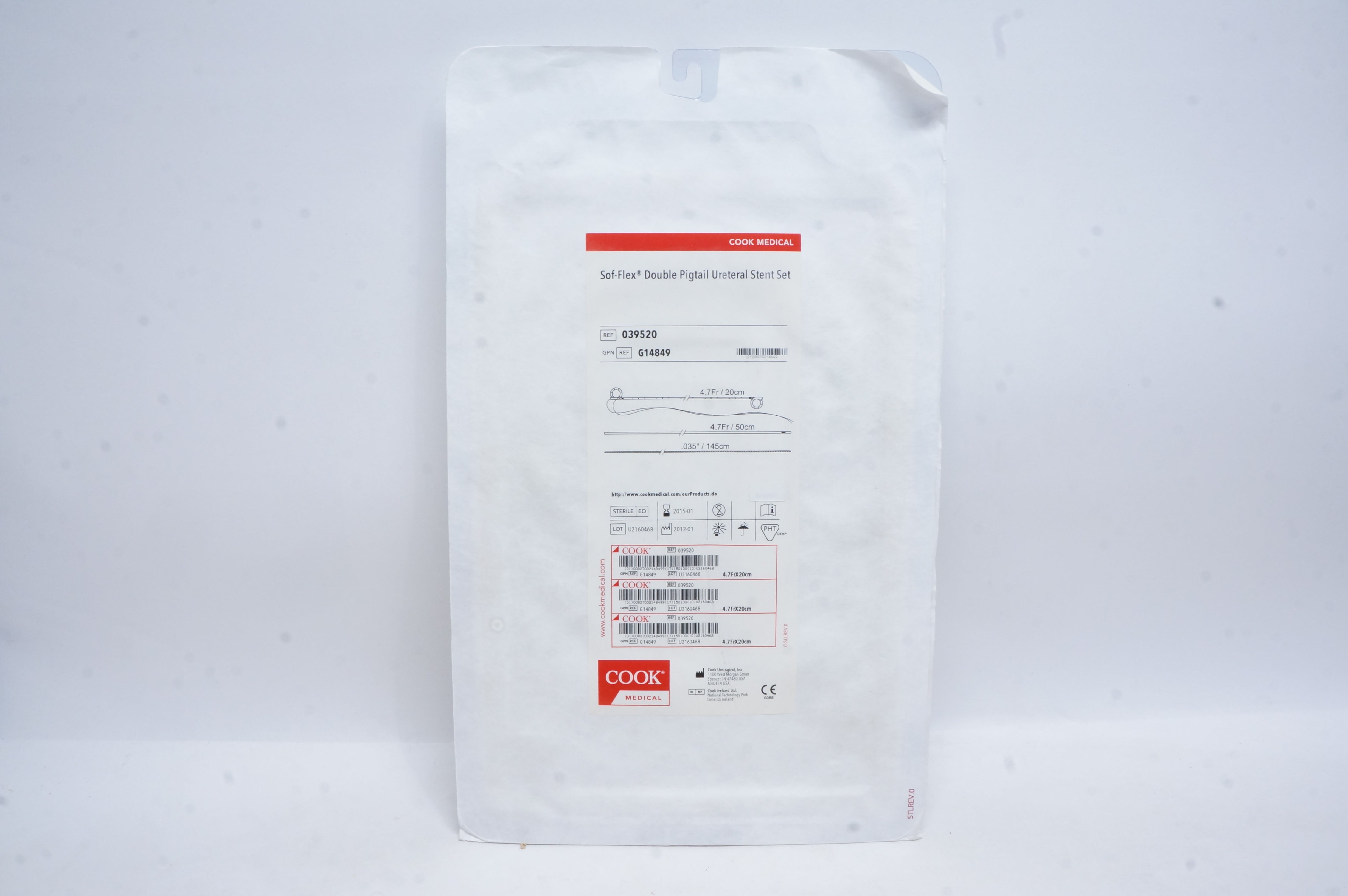 Cook Medical 039520 Sof-Flex Double Pigtail Ureteral Stnt Set 4.7Fr. x 20cm (x)