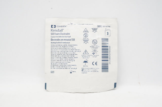 Covidien 31115796 533 Foam Electrodes Adhesive Hydrogel - Pack of 3