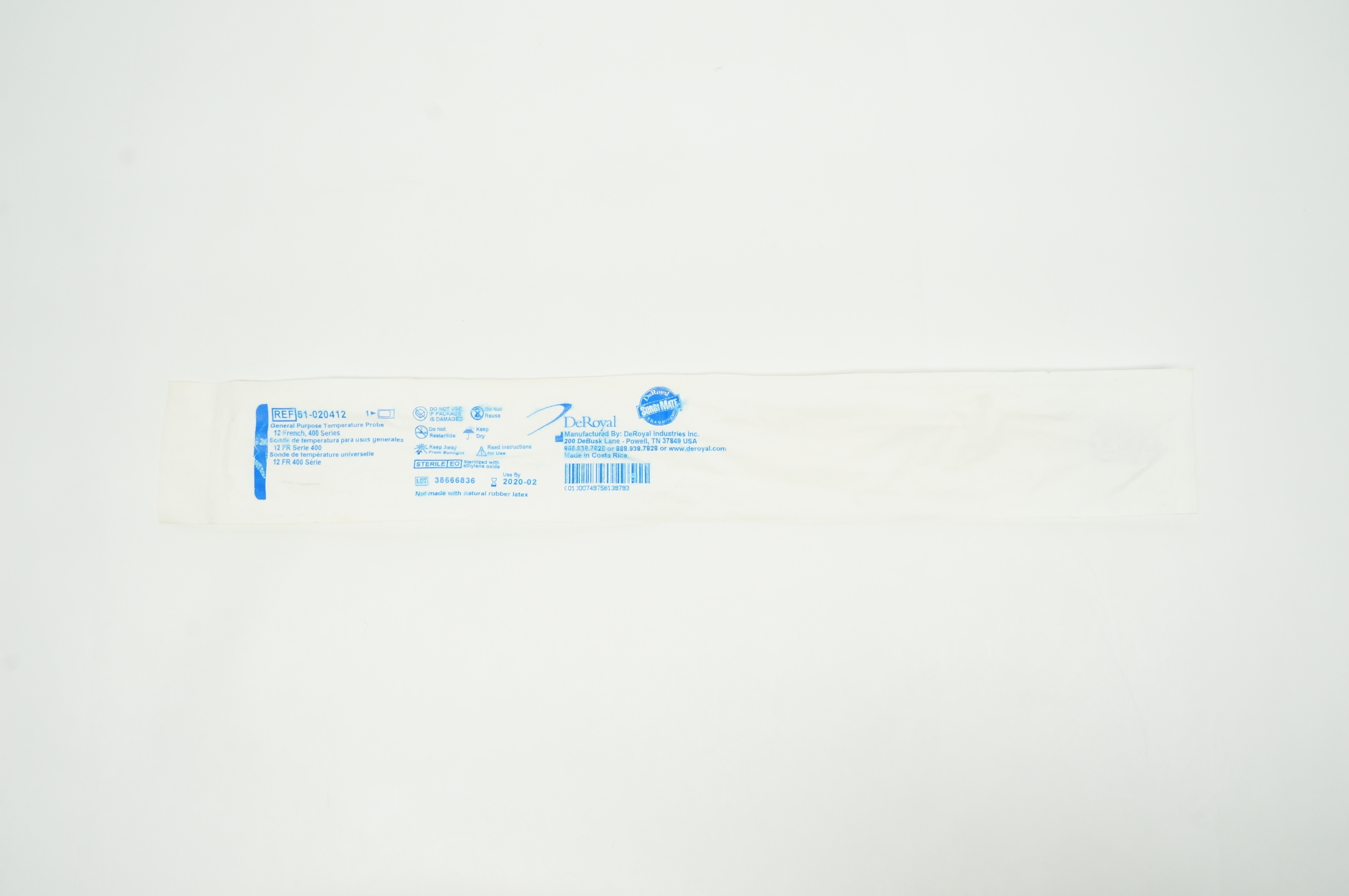 DeRoyal 81-020412 General Purpose Temperature Probe 12Fr., 400 Series (x)