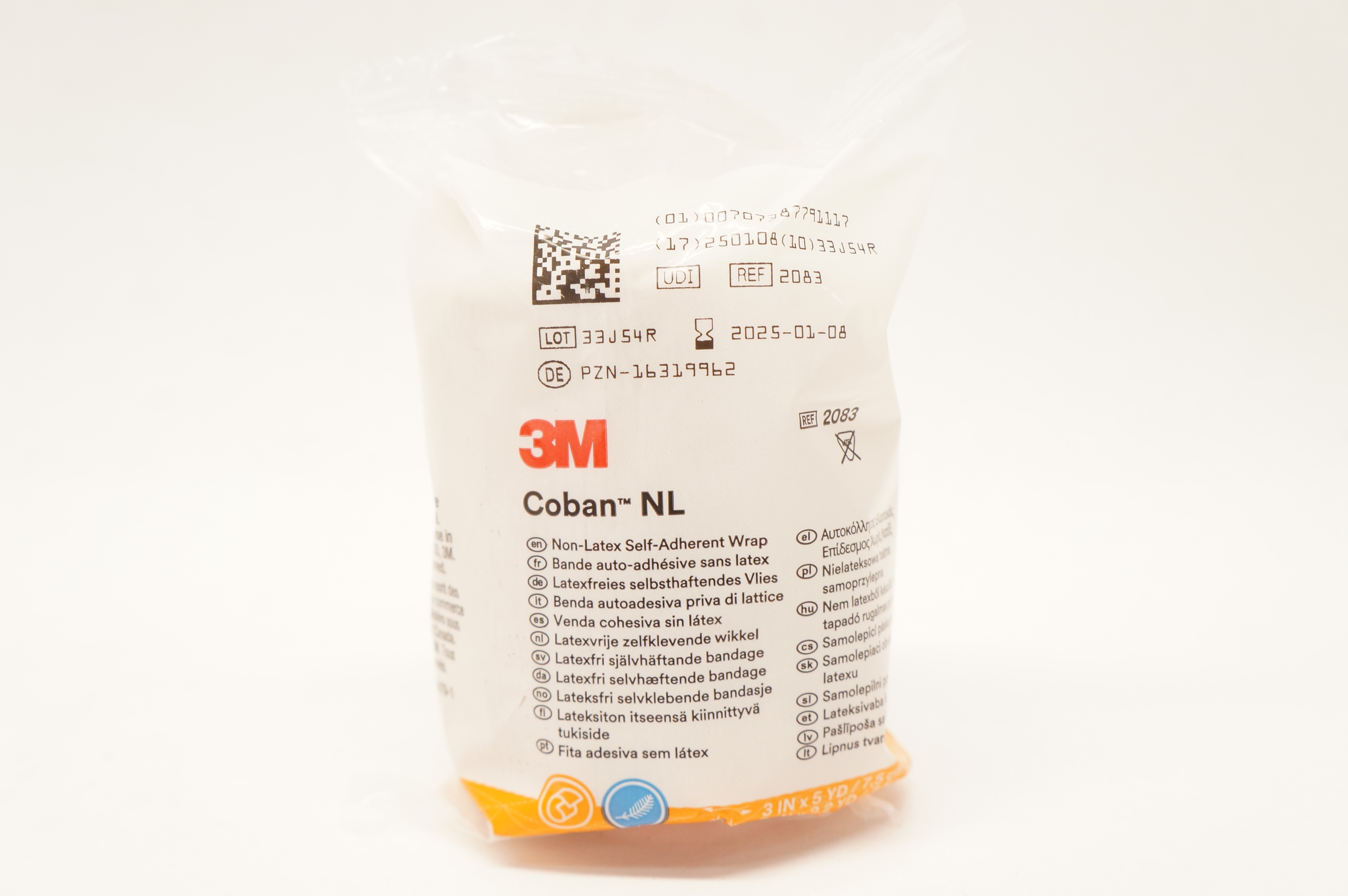 3M 2083 Coban NL Non-Latex Self-Adherent Wrap 3 inch x 5 yd