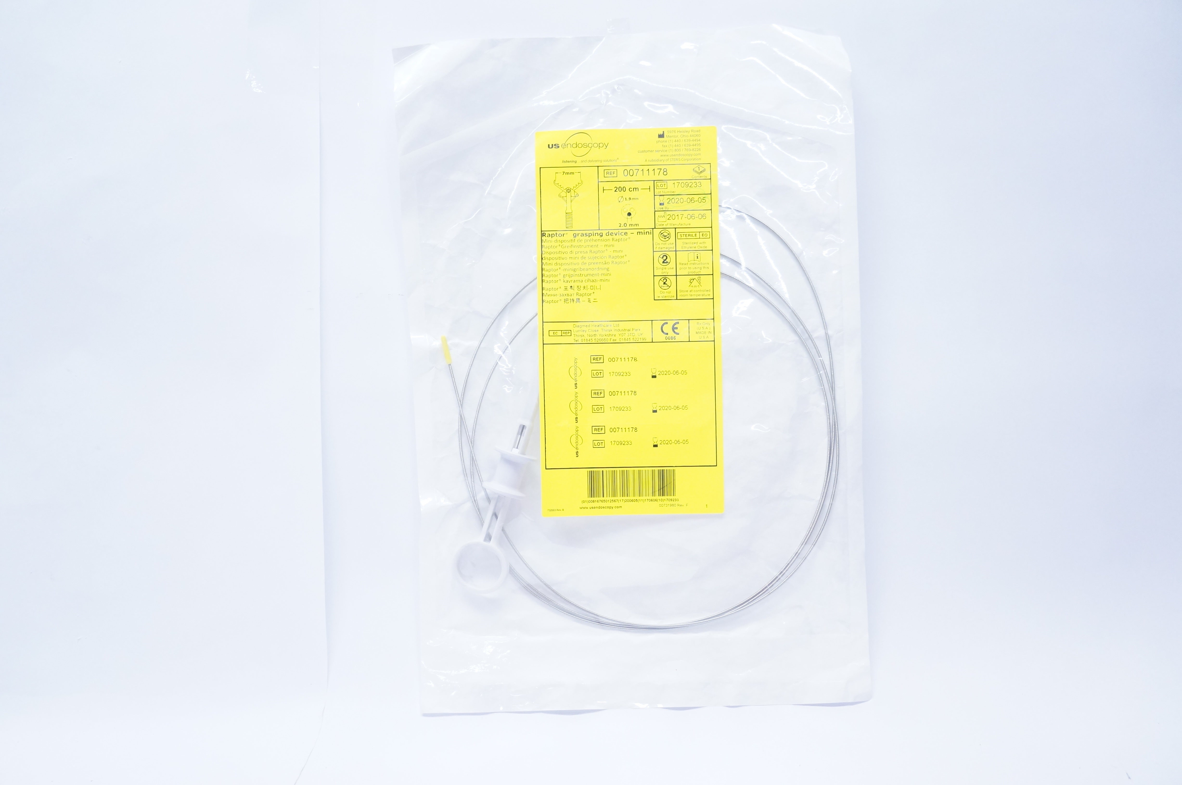 US Endoscopy 00711178 Raptor Grasping Device-Mini 7mm x 200cm x 1.9mm x 2.0mm(x)