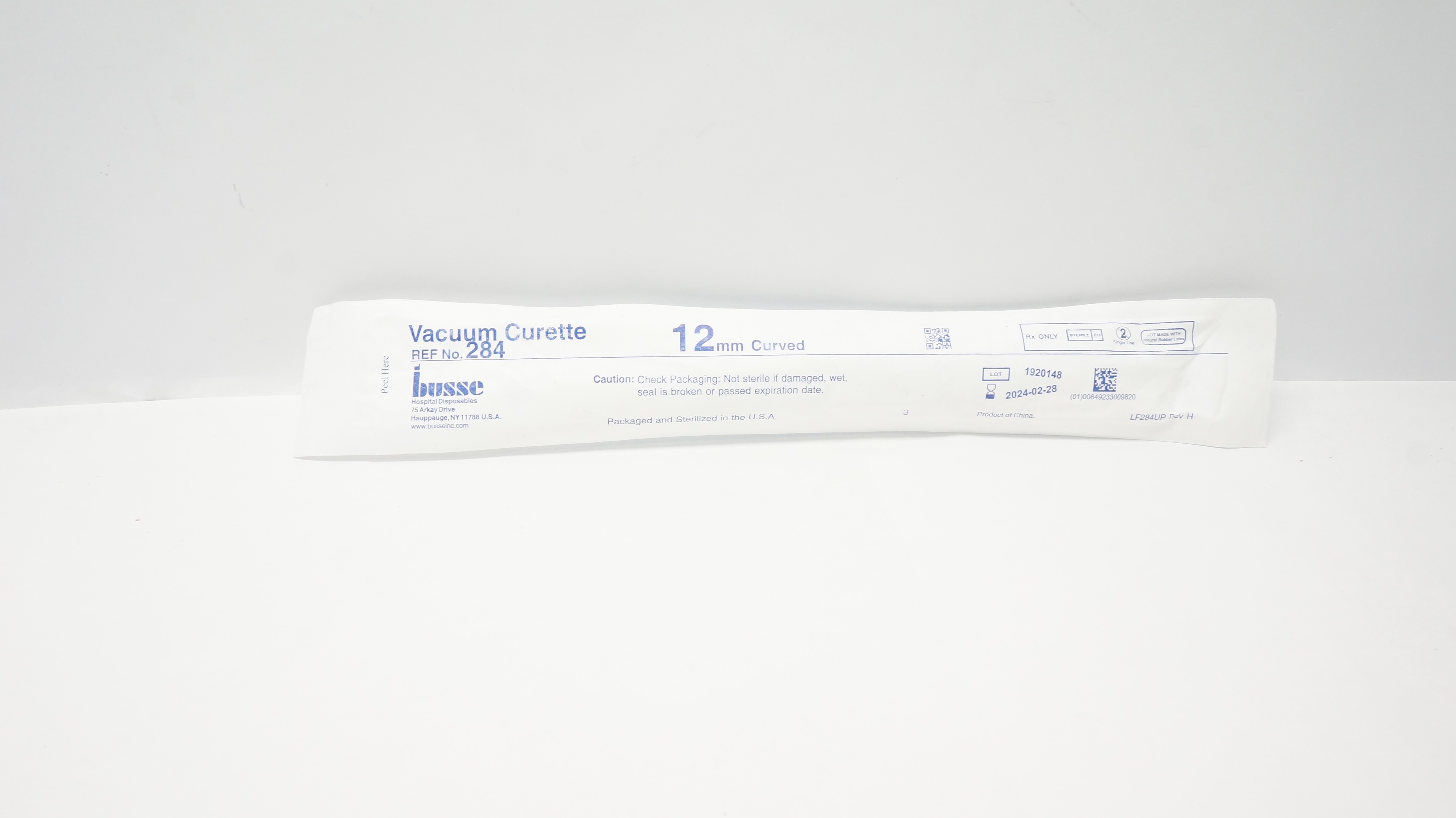 Busse 284 Vacuum Curette, Curved,  12mm (x)