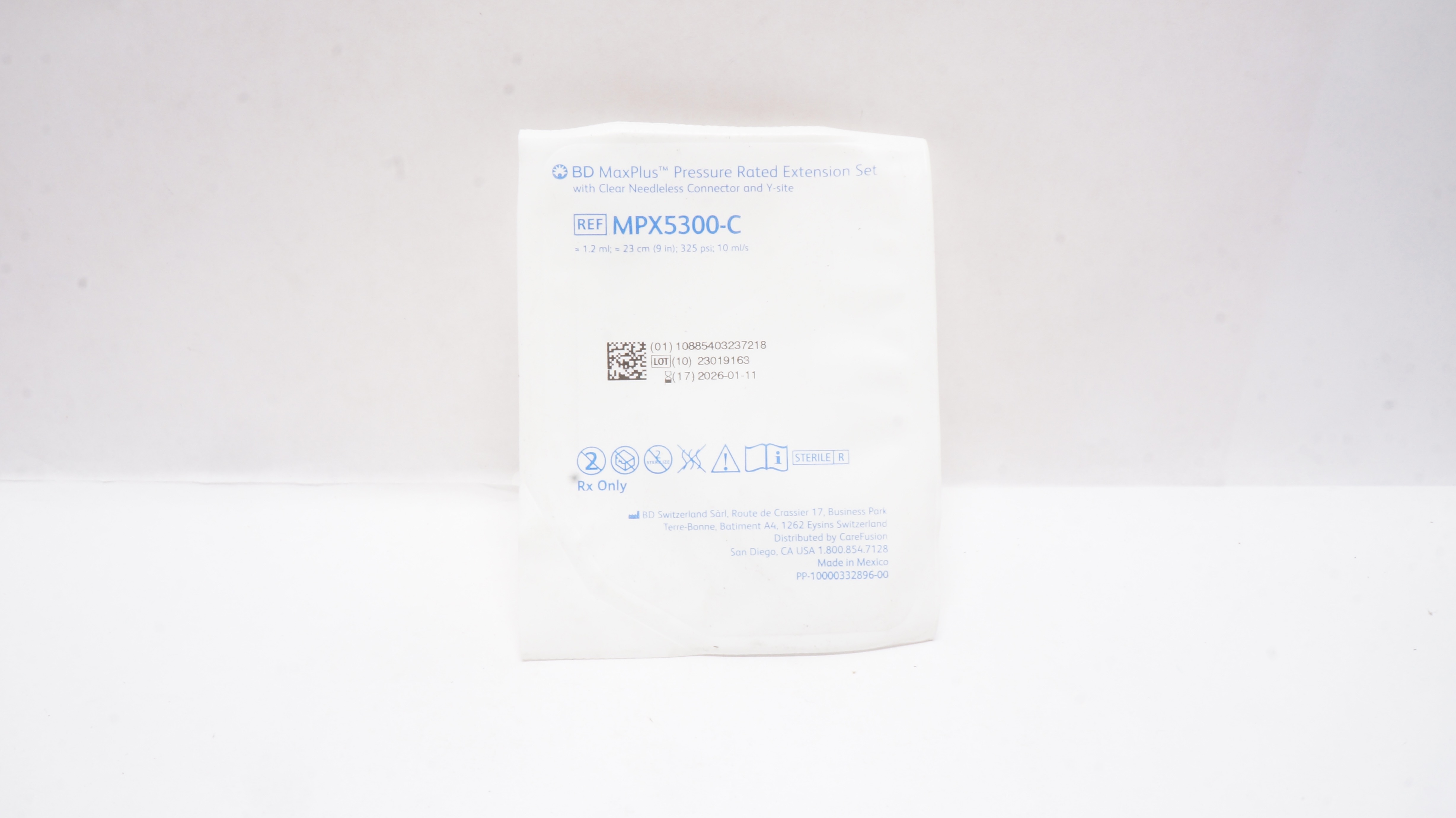 BD MPX5300-C MaxPlus Pressure Rated Extension Set 1.2ml x 9inch