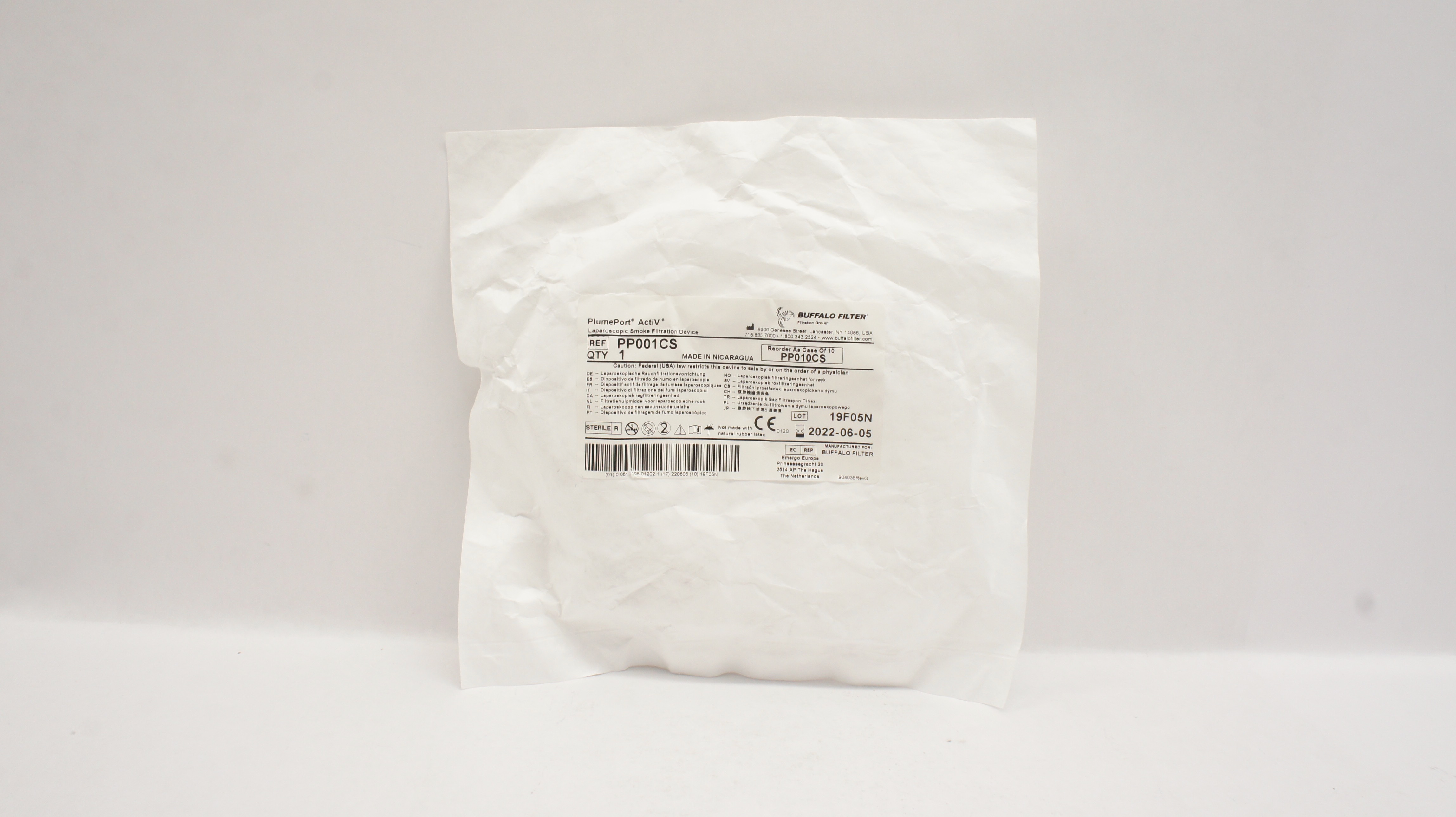 Buffalo Filter PP001CS PlumePort ActiV Laparoscopic Smoke Filtration Device (x)