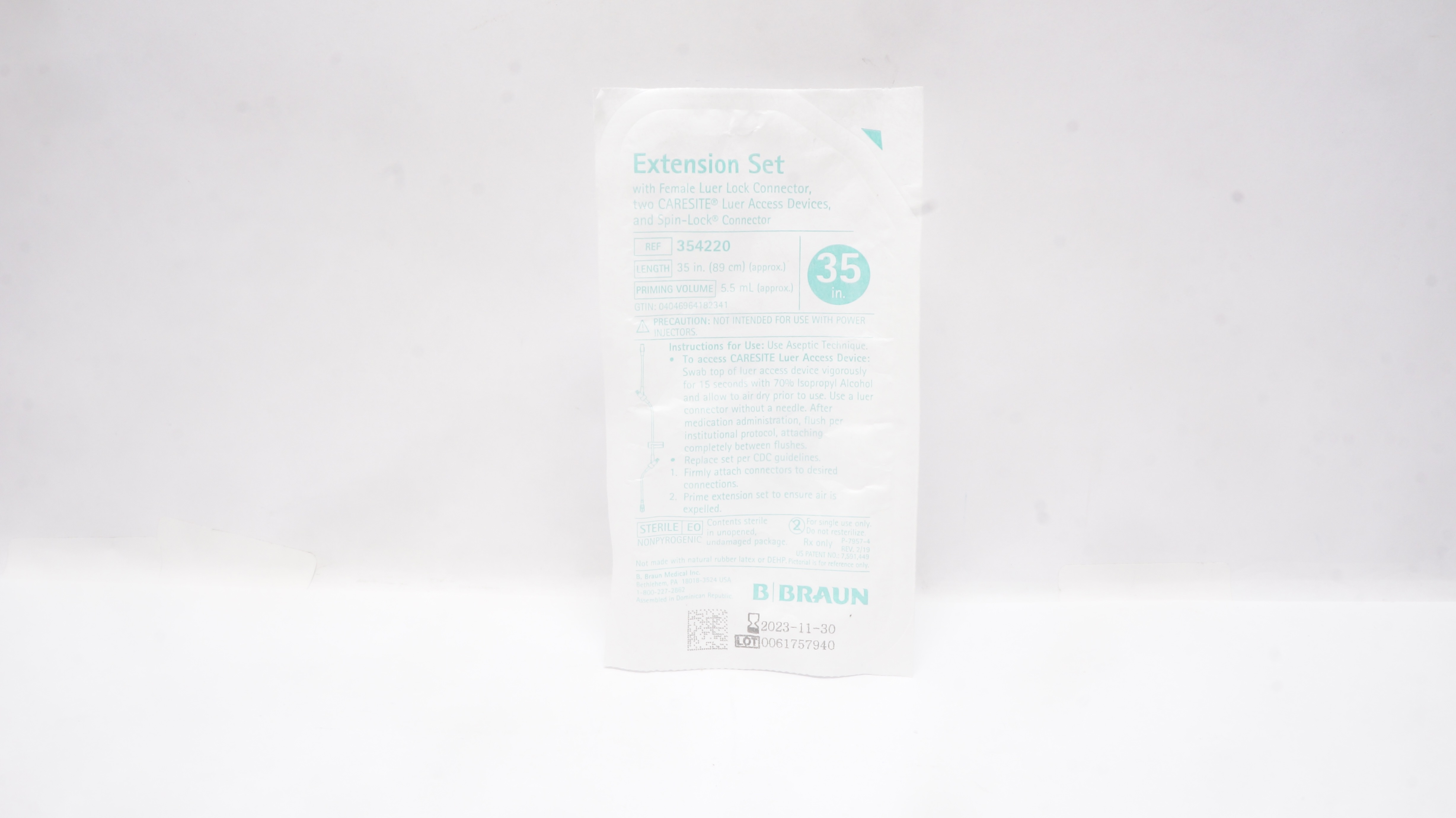 Braun 354220 Extension Set w/Female Luer Lock Connector 35inch x 5.5mL (x)