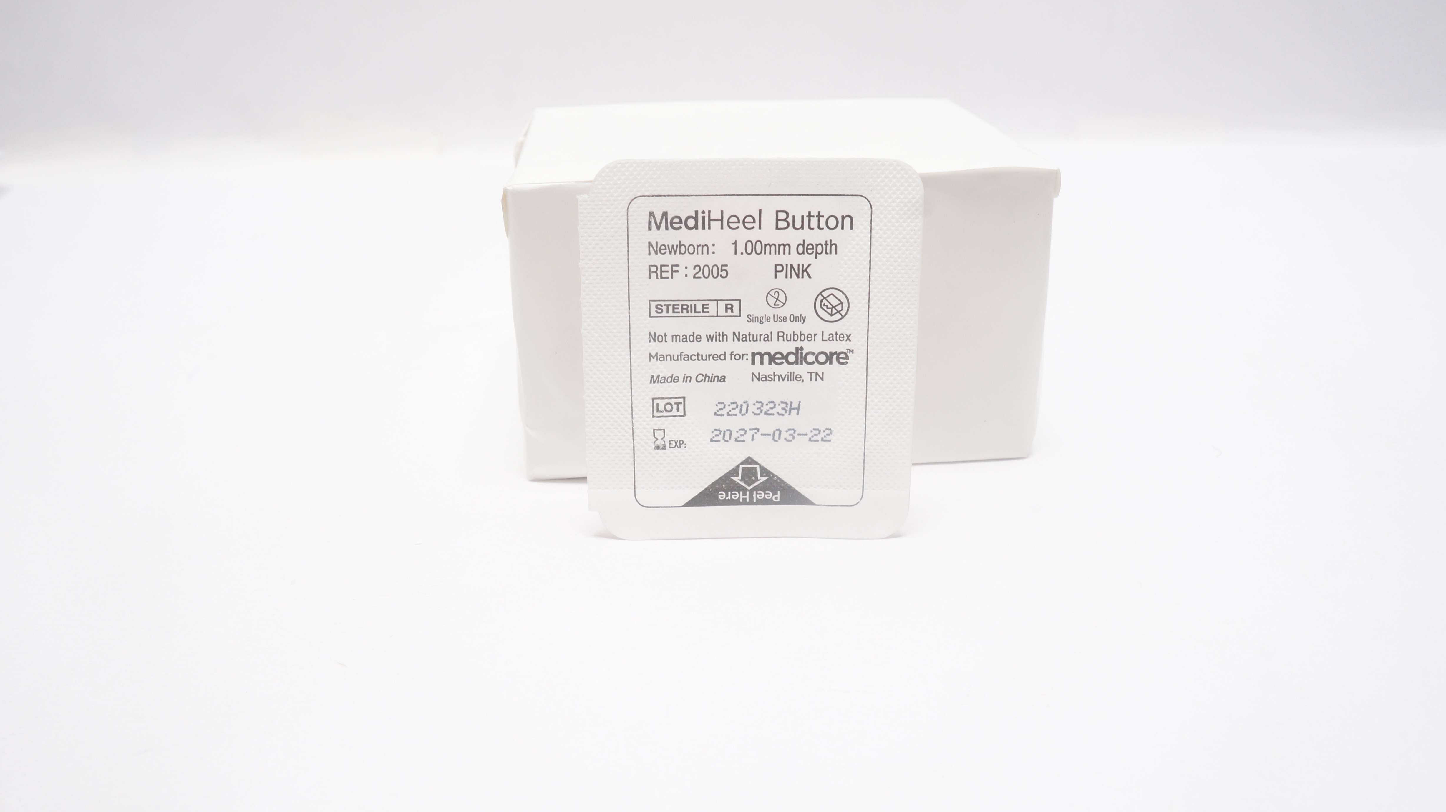 Medicore 2005 MediHeel Button, Newborn Pink, 1.00mm depth