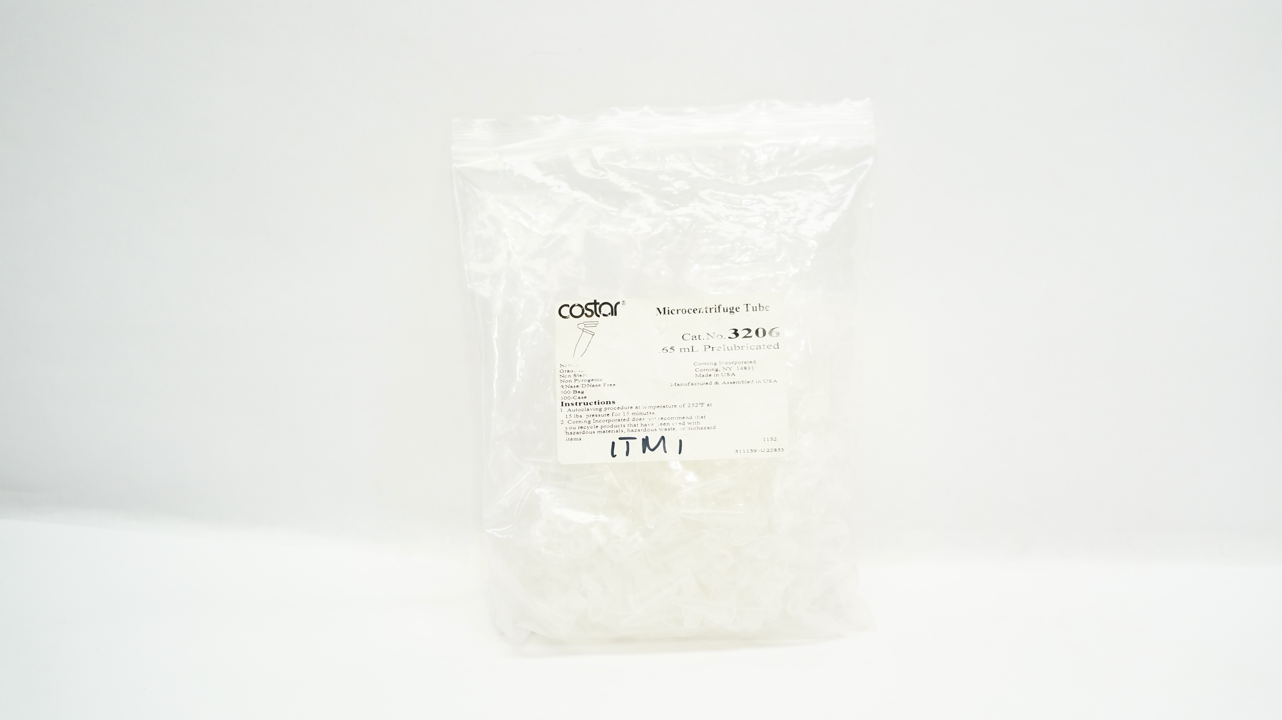 Corning 3206 Costar Microcentrifuge Tube .65ml Prelubricated