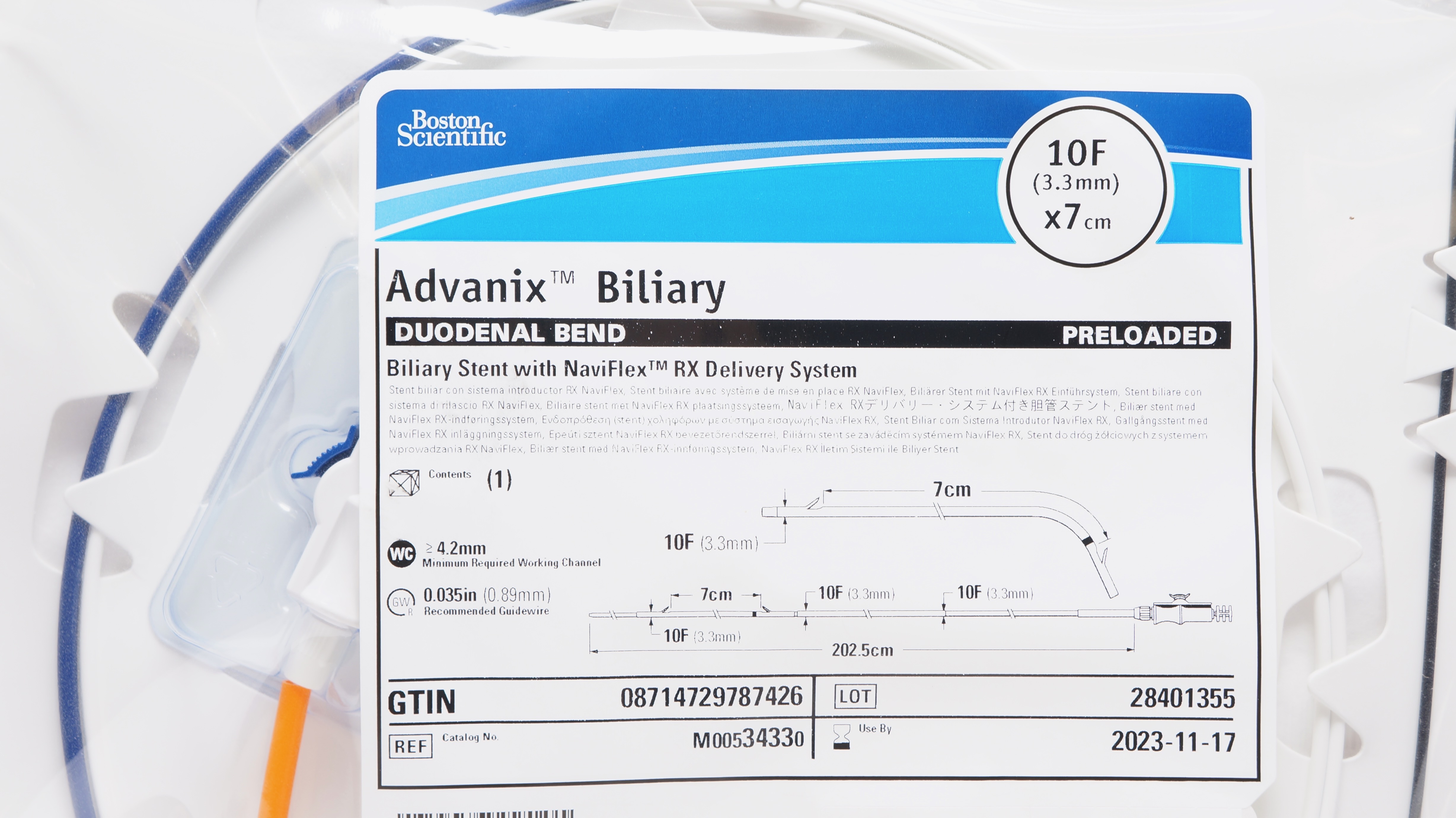 Boston Scientific M00534330 Advanix Biliary Stnt w/Delivery System 10F x 7cm (x)