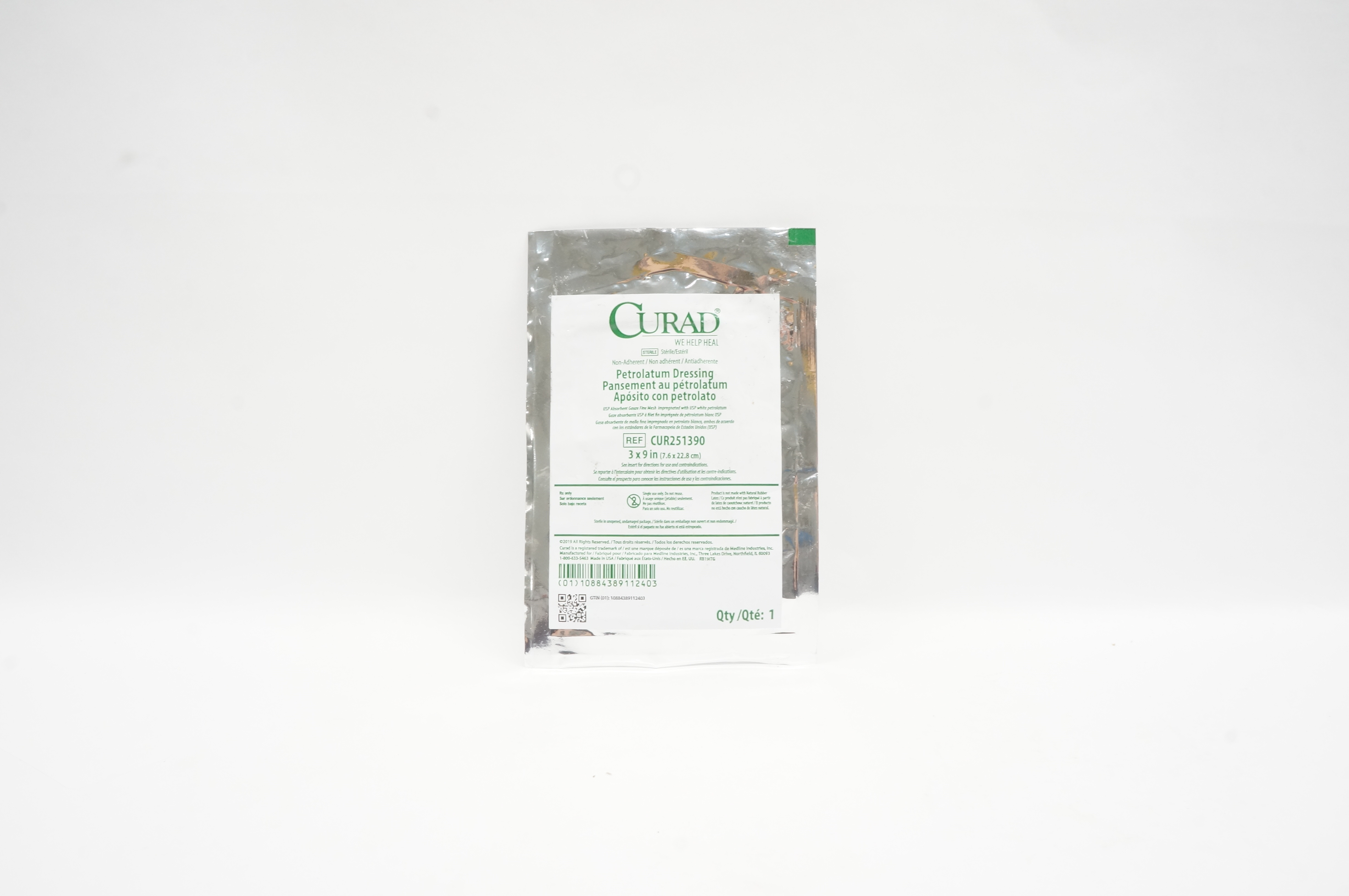 Medline CUR251390 Curad Petrolatum Dressing  3 inch x 9 inch (x)