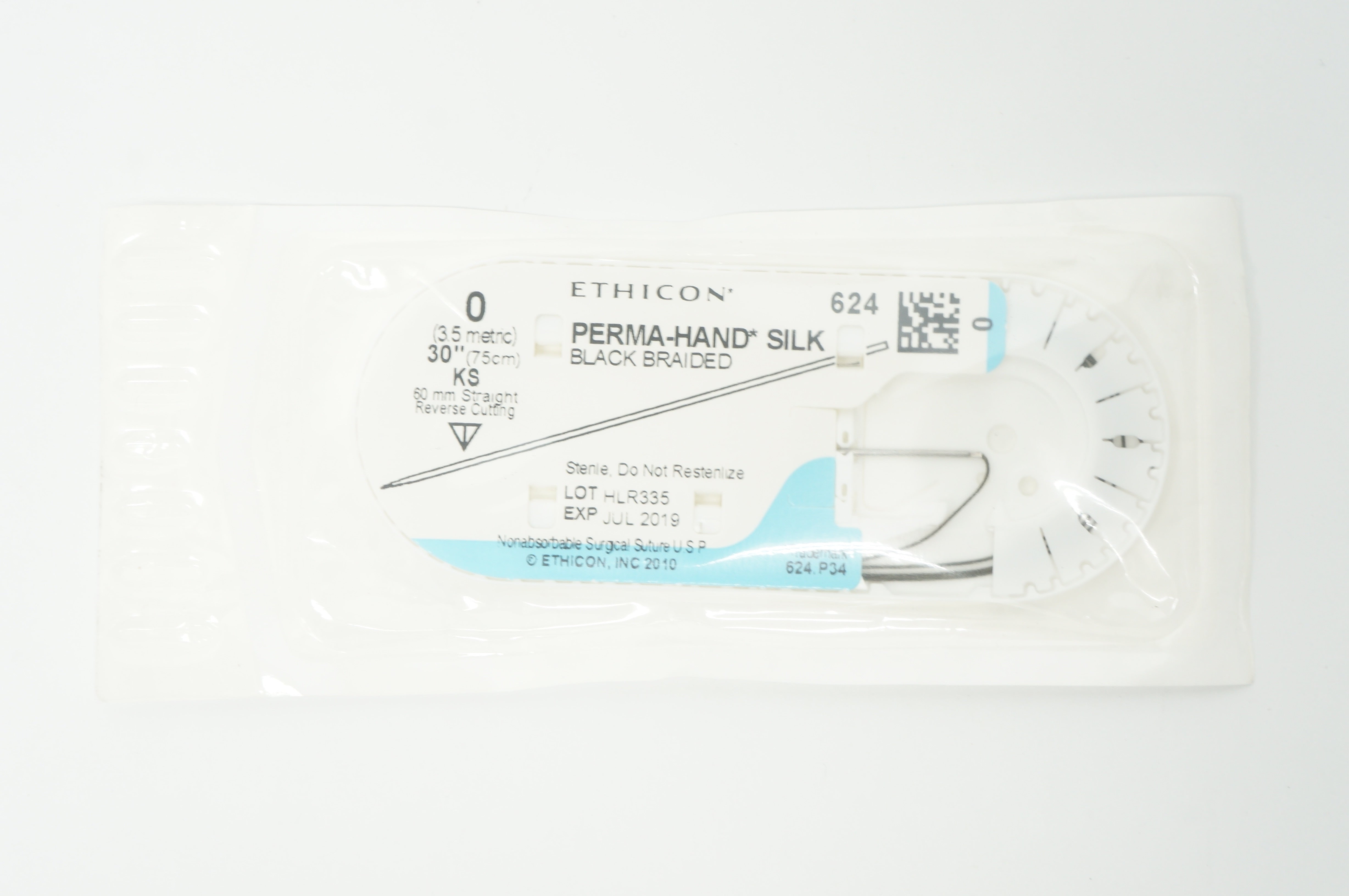 Ethicon 624 0 PERMA-HAND SILK, KS, 60mm Straight Reverse Cutting, 30inch (x)