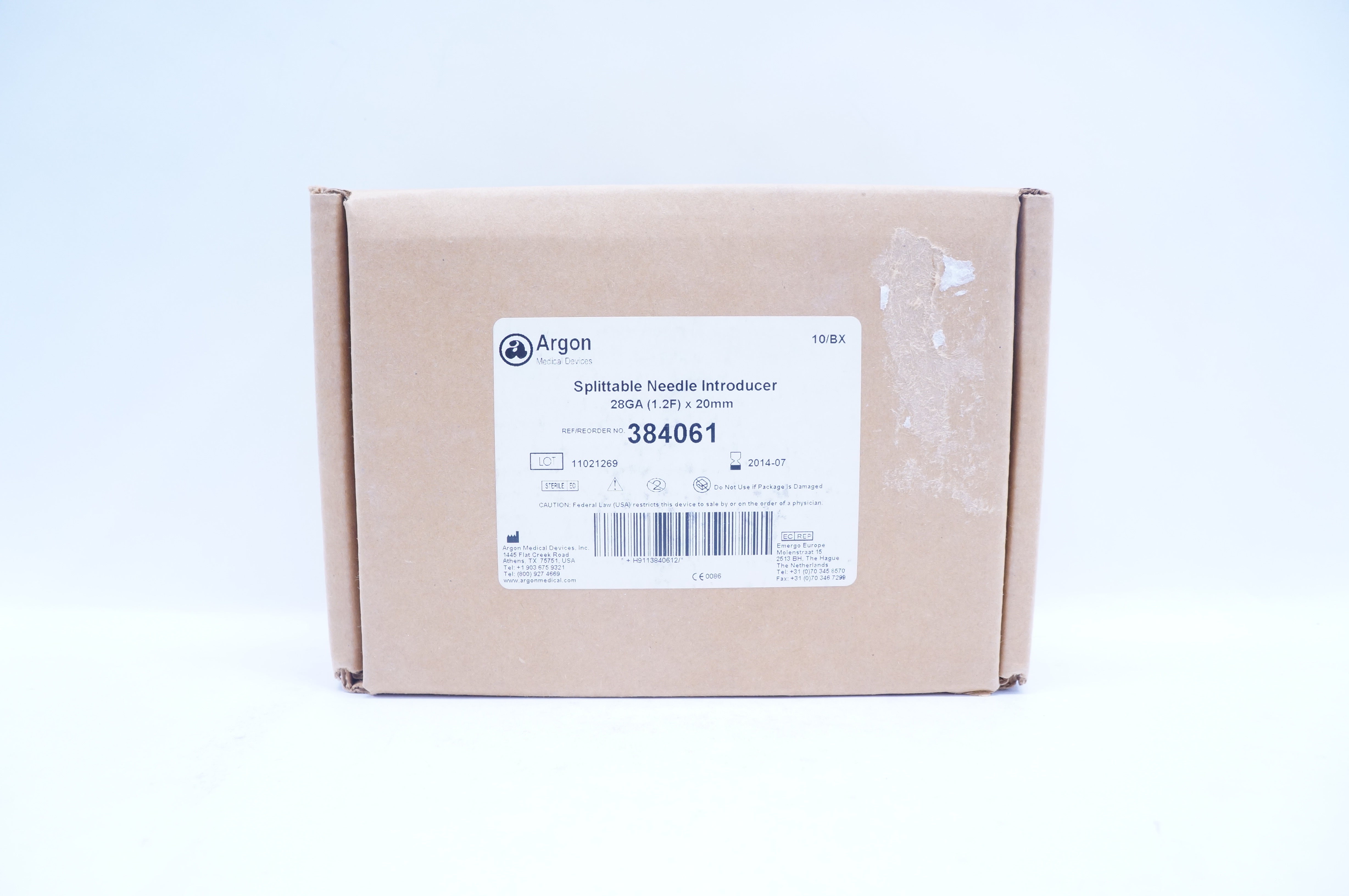 Argon 384061 Spliiable Ndle. Introducer 28Ga x 20mm (x) - Box of 10